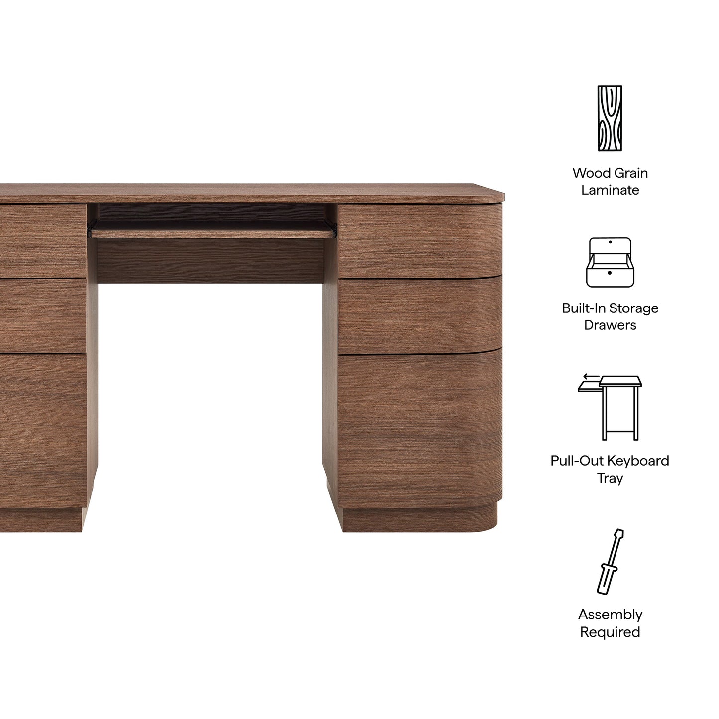 Mirae 55" 6-Drawer Curved Office Desk by Modway EEI-7436