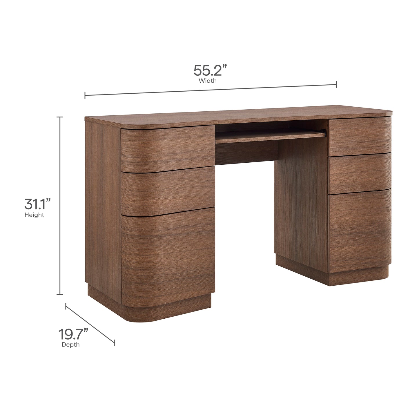Mirae 55" 6-Drawer Curved Office Desk by Modway EEI-7436