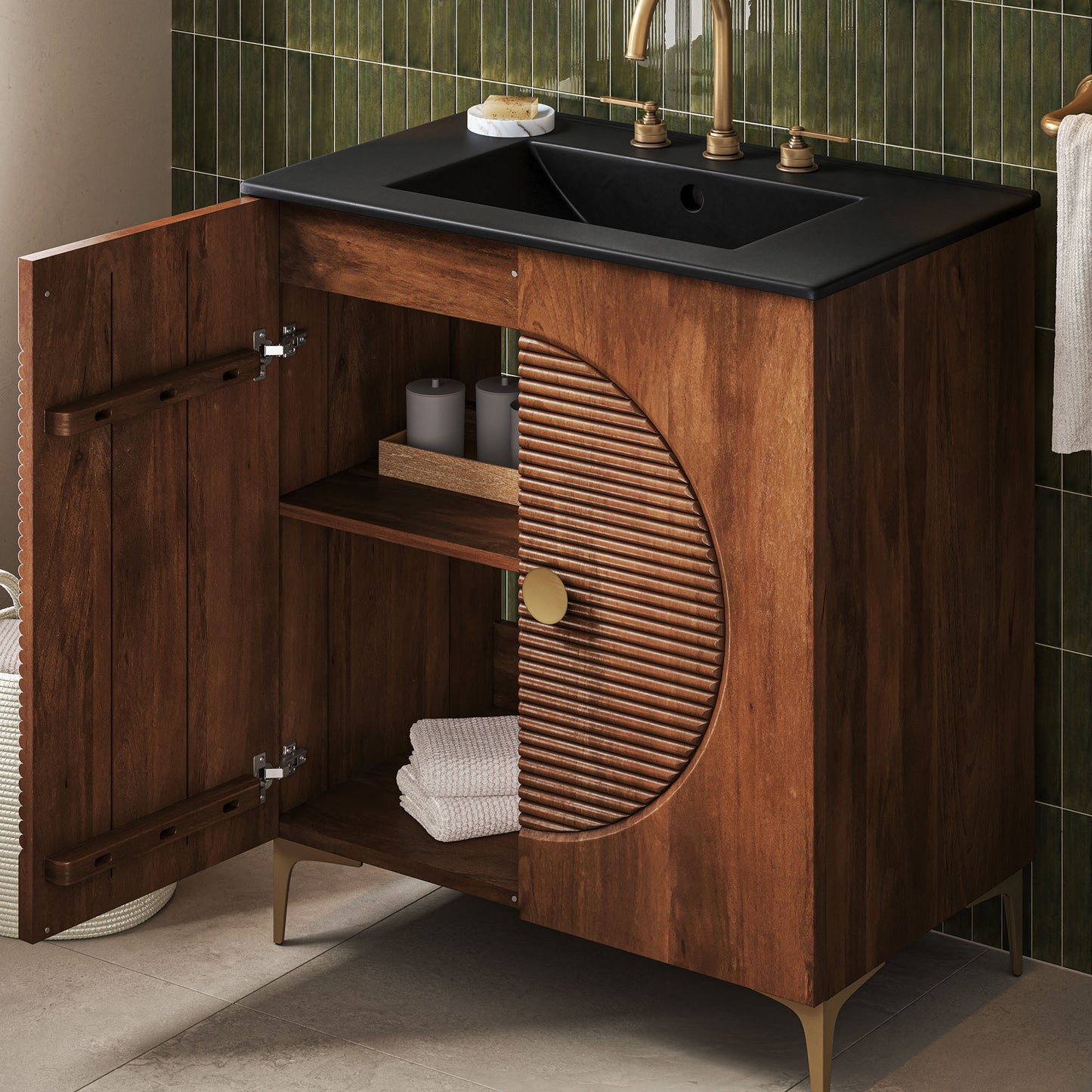 Vernon 30" Fluted Wood Vanity Cabinet Without Sink by Modway EEI-7453