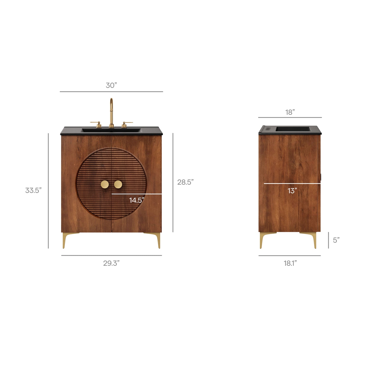 Vernon 30" Fluted Wood Vanity Cabinet With Sink by Modway EEI-7454