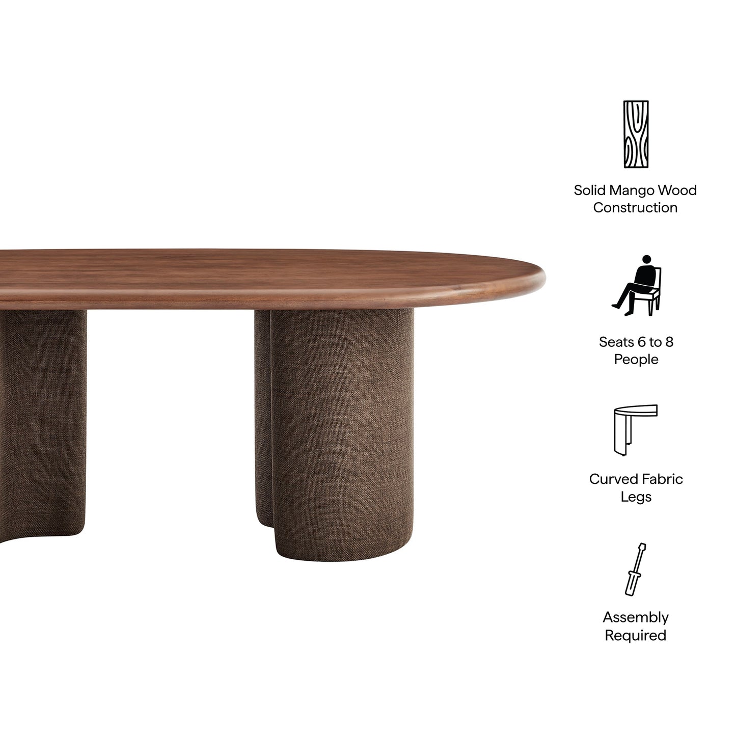 Enric 84 Inch Mango Wood Oval Dining Table by Modway EEI-7458