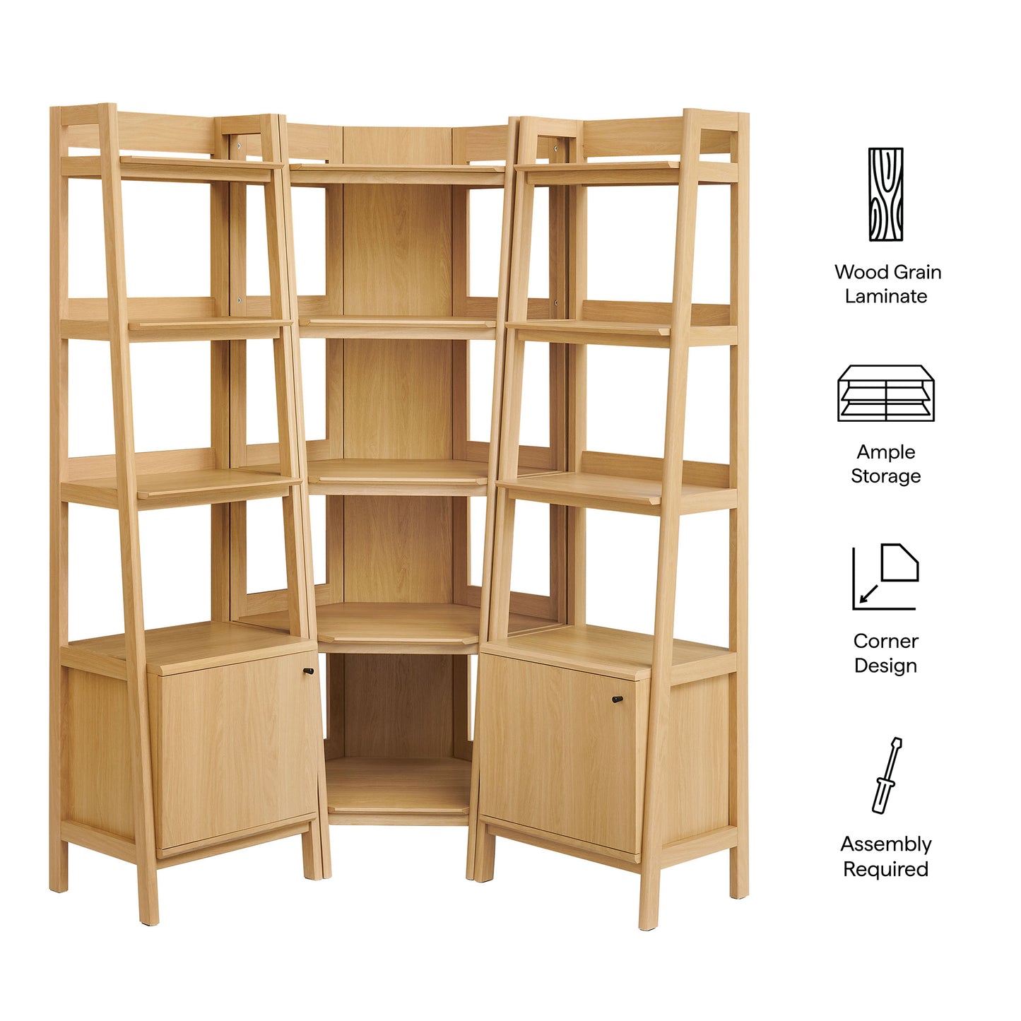 Bixby 3-piece Corner Bookshelf Set with Narrow Bookshelves by Modway EEI-7470