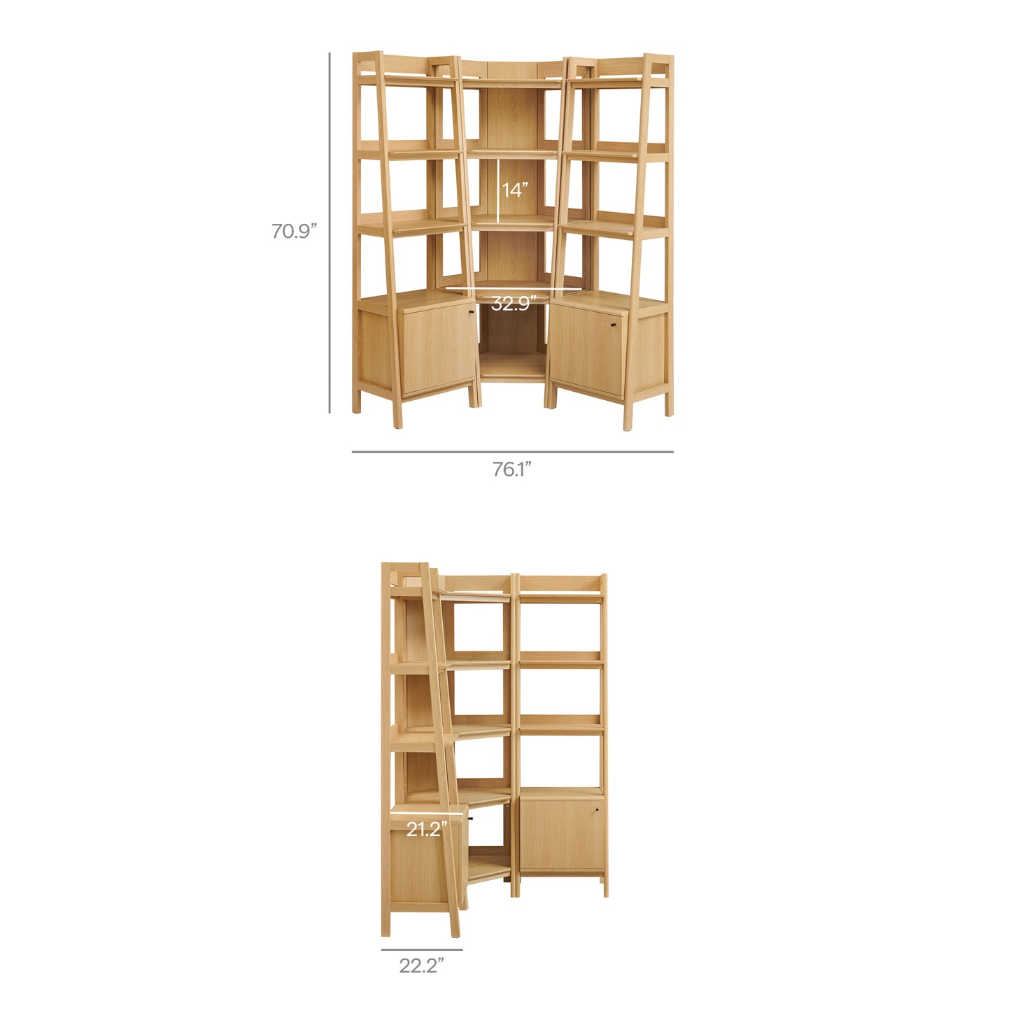 Bixby 3-piece Corner Bookshelf Set with Narrow Bookshelves by Modway EEI-7470