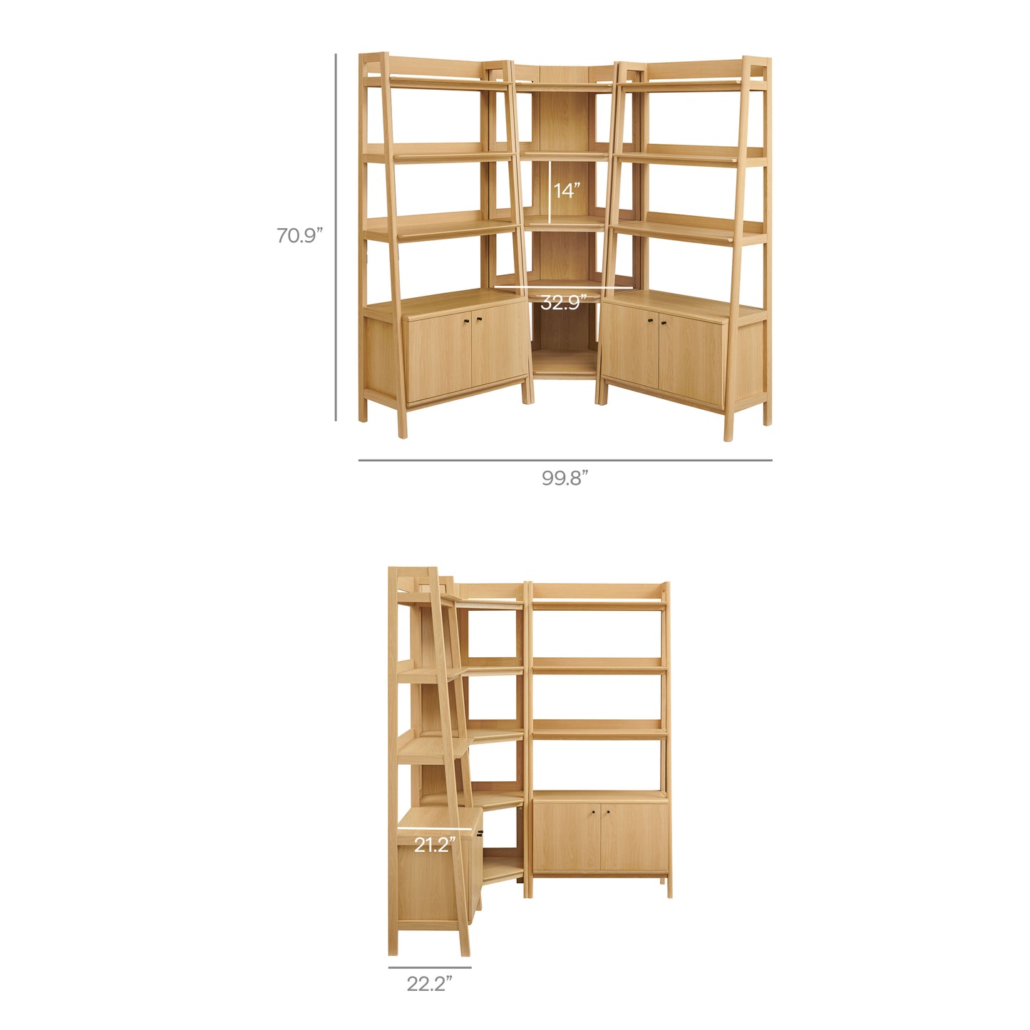 Bixby 3-Piece Corner Bookshelf Set with Wide Bookshelves by Modway EEI-7471