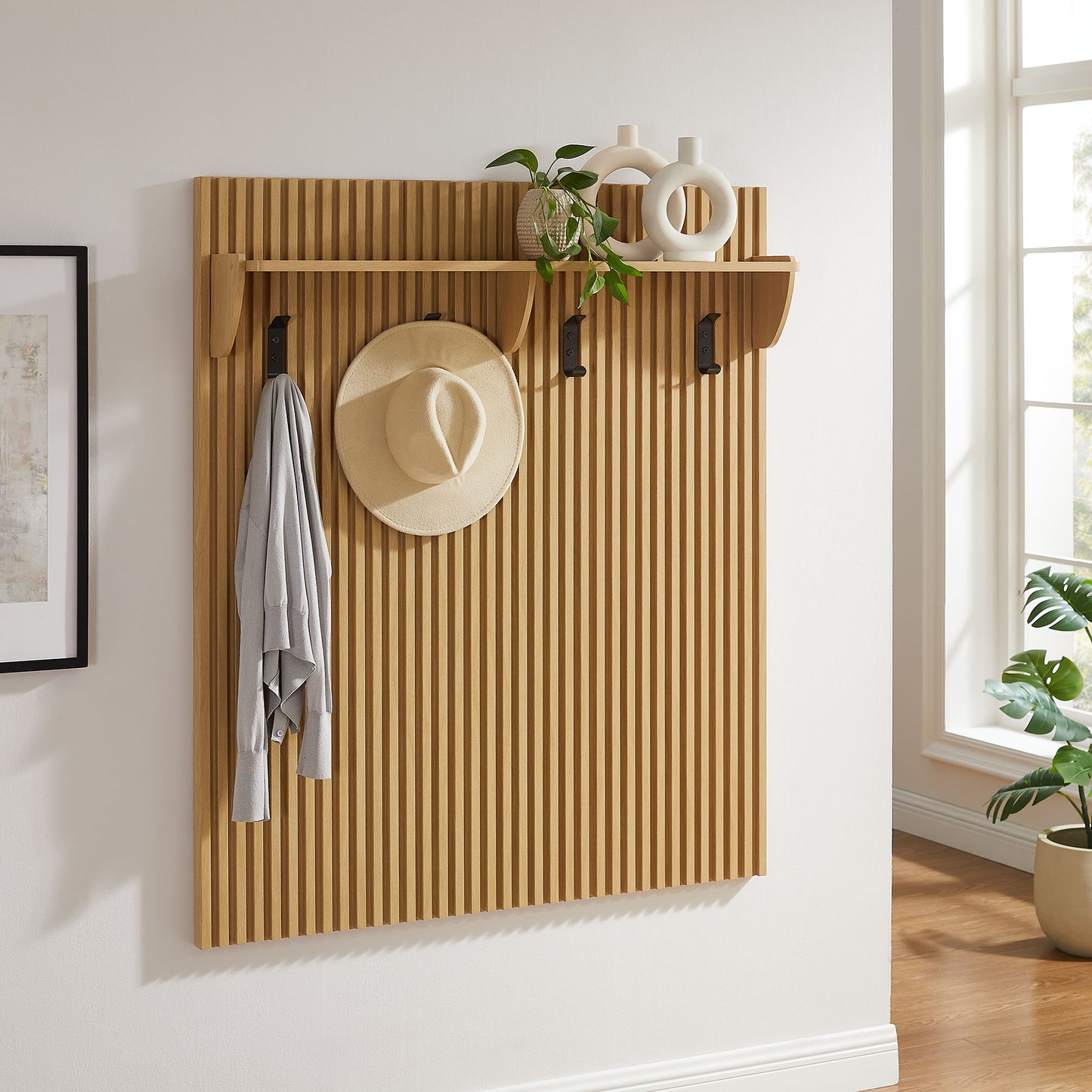 Render Fluted Coat Rack Panel With Shelf by Modway EEI-7472