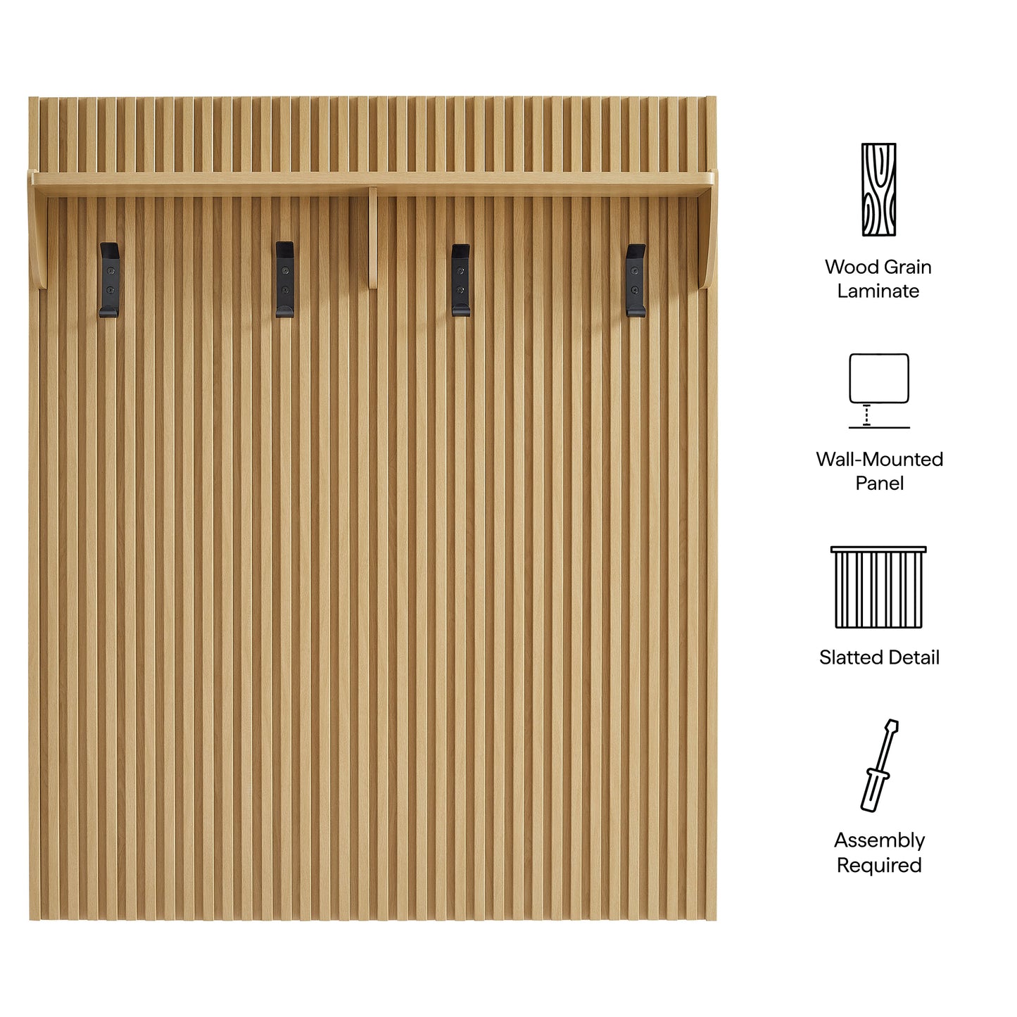 Render Fluted Coat Rack Panel With Shelf by Modway EEI-7472