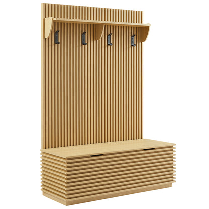 Render Fluted 3-in-1 Hall Tree With Storage Bench and Coat Rack by Modway EEI-7473