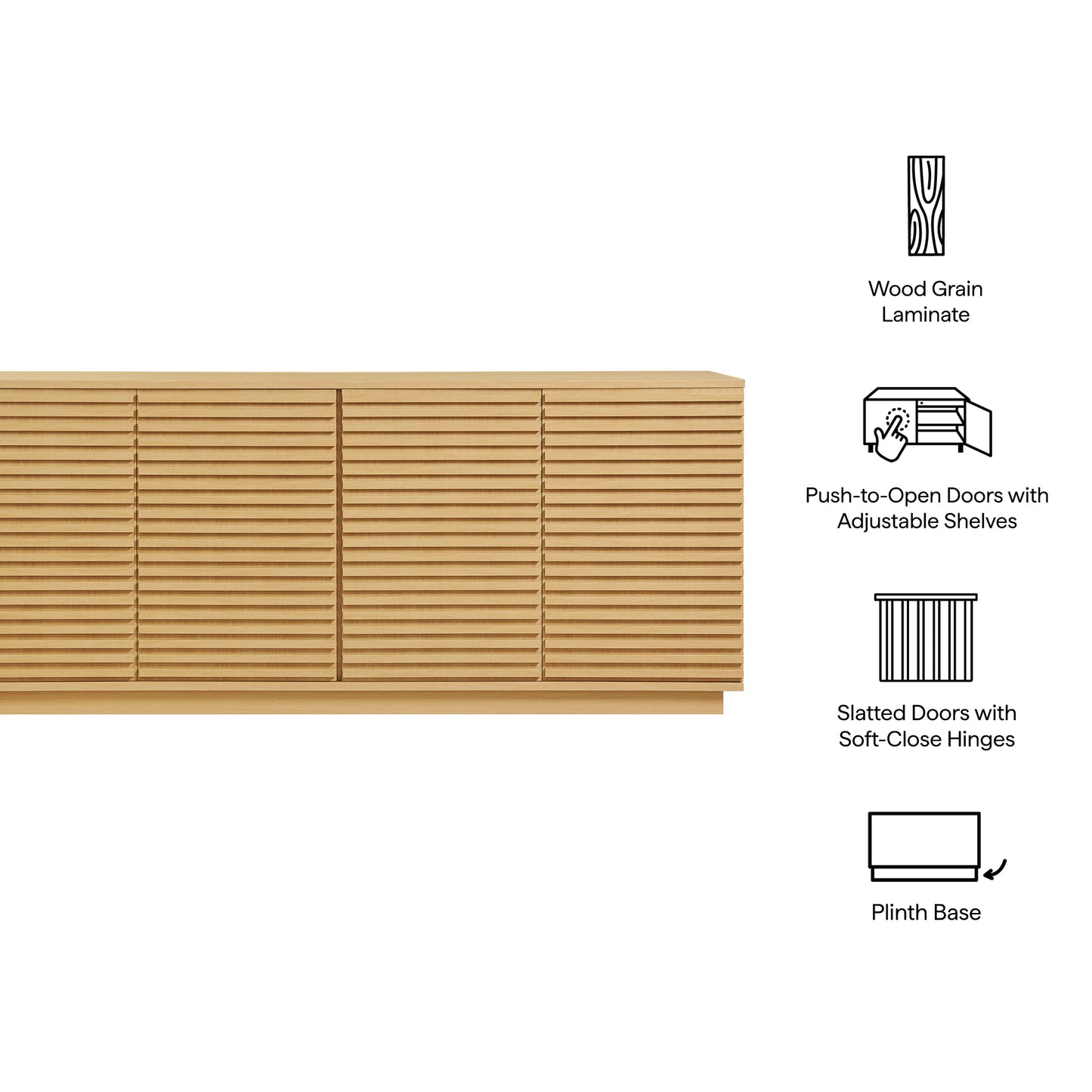 Render 4-Door Fluted Sideboard Cabinet TV Stand by Modway EEI-7477