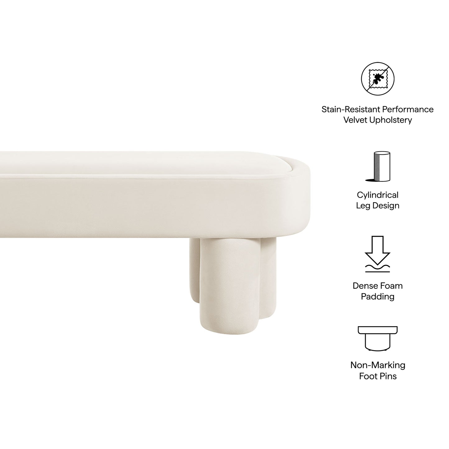 Mossi Oval Performance Velvet Accent Bench by Modway EEI-7492