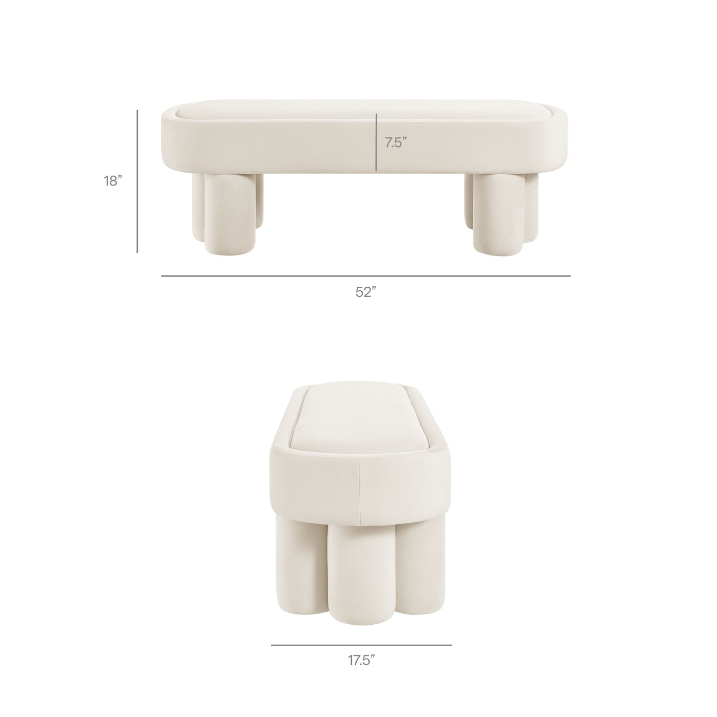 Mossi Oval Performance Velvet Accent Bench by Modway EEI-7492