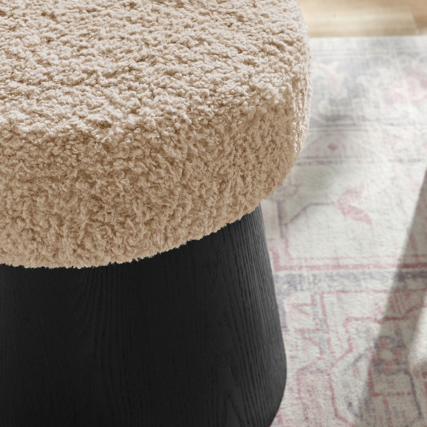 Ketra Round Faux Shearling Ottoman Footstool by Modway EEI-7493