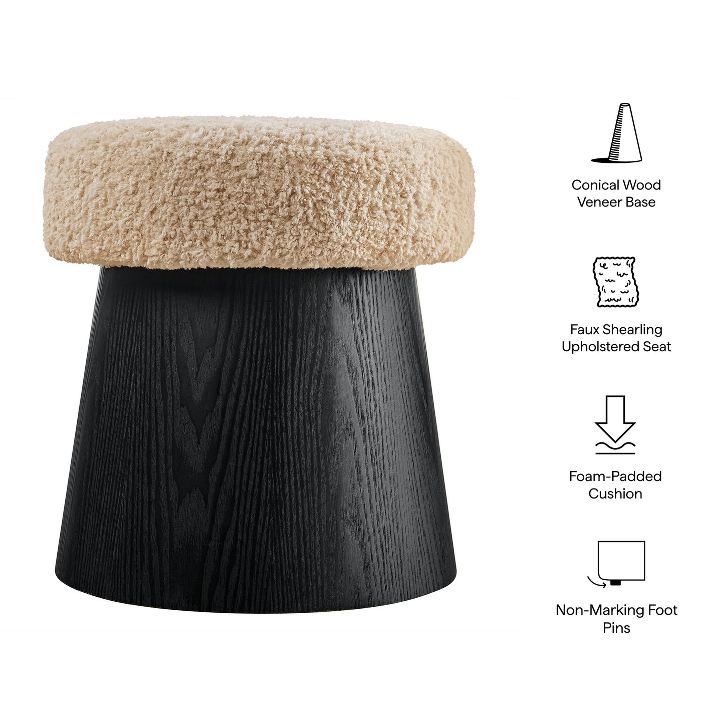 Ketra Round Faux Shearling Ottoman Footstool by Modway EEI-7493