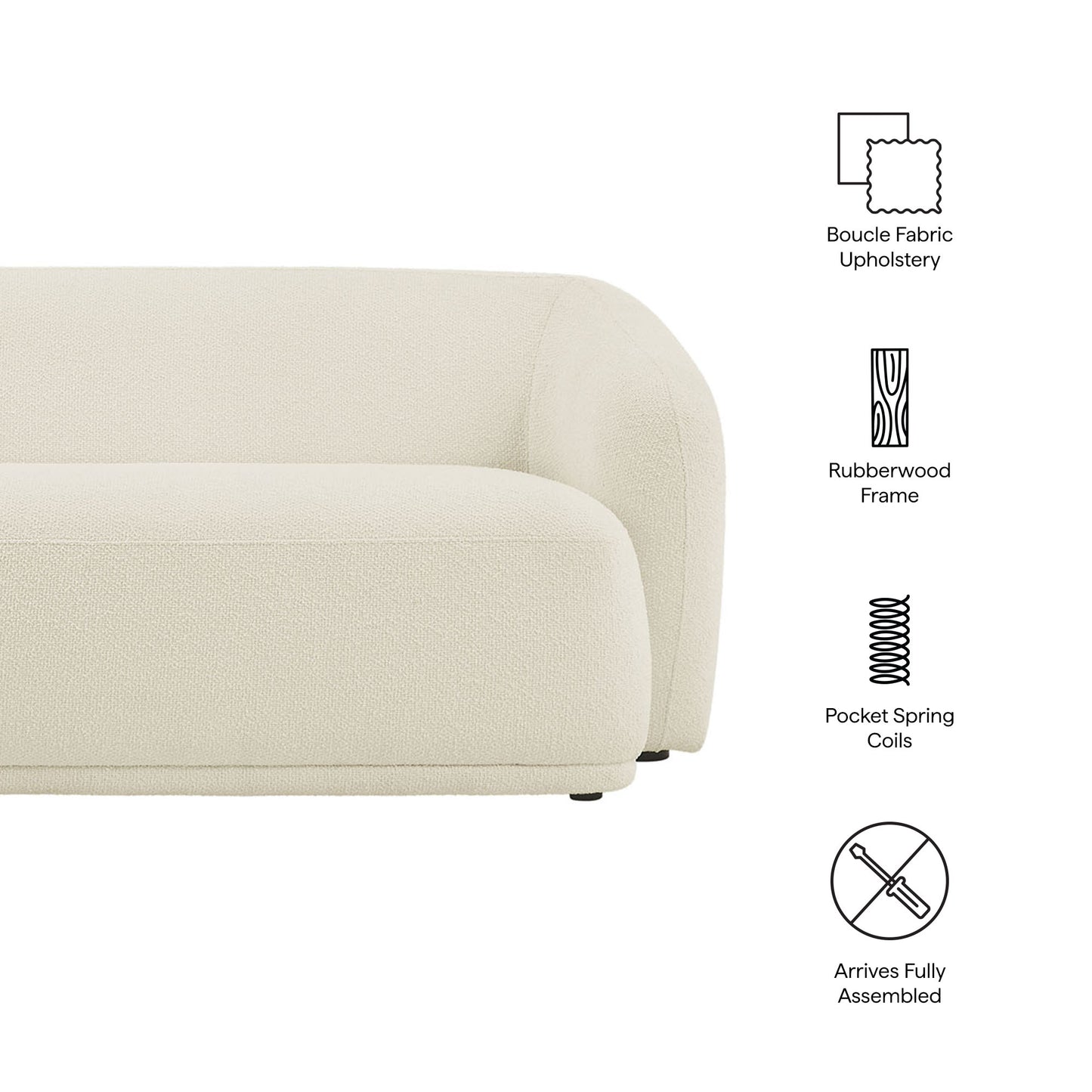 Monica 88 Inch Boucle Fabric Sofa by Modway EEI-7501