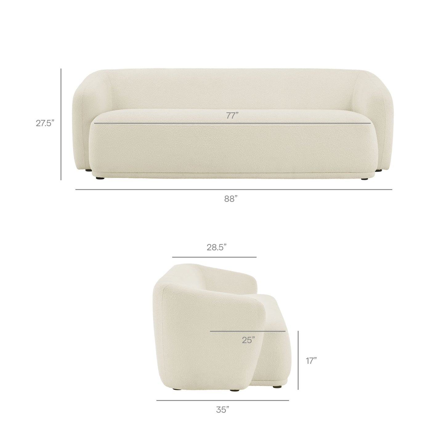 Monica 88 Inch Boucle Fabric Sofa by Modway EEI-7501