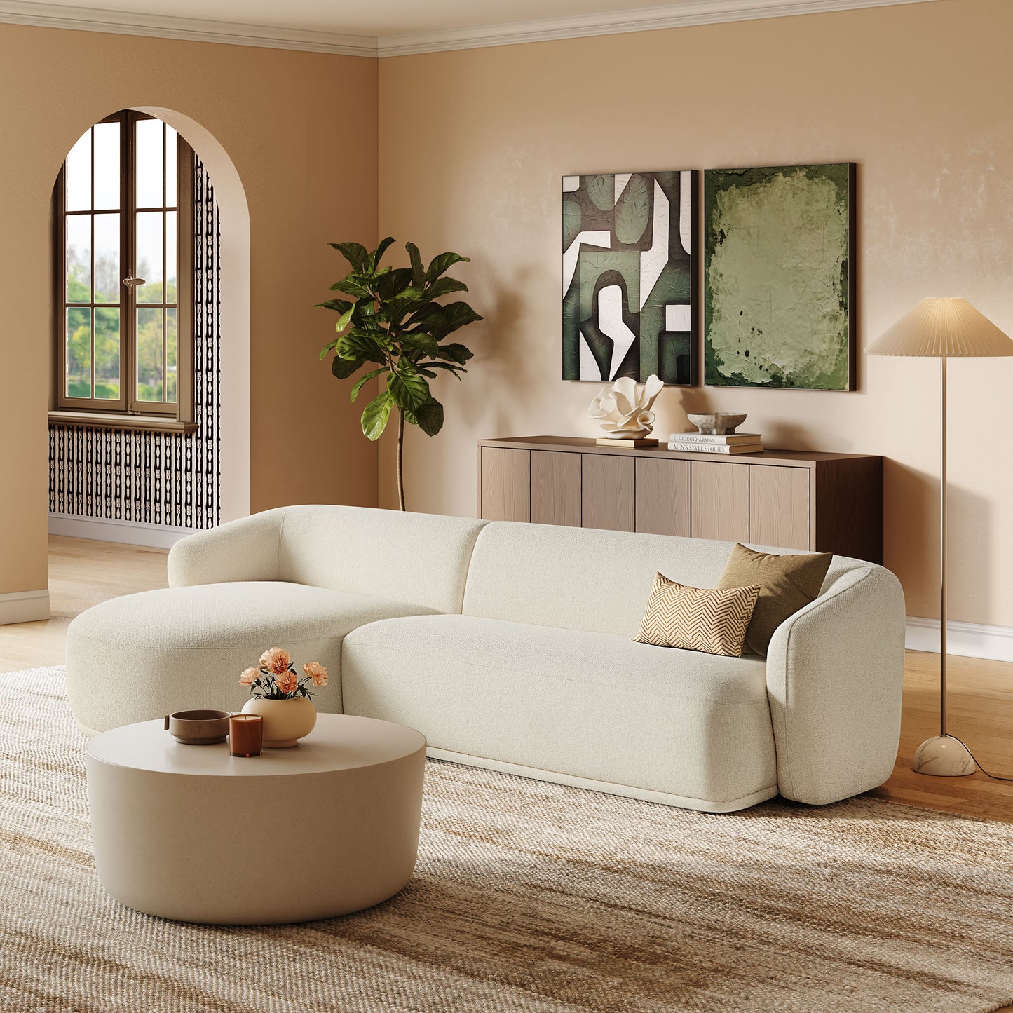 Monica 2 Piece Left Facing Boucle Fabric Modular Sofa with Chaise by Modway EEI-7502
