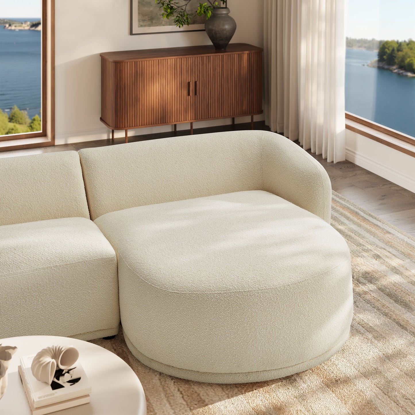 Monica 2 Piece Right Facing Boucle Fabric Modular Sofa with Chaise by Modway EEI-7503