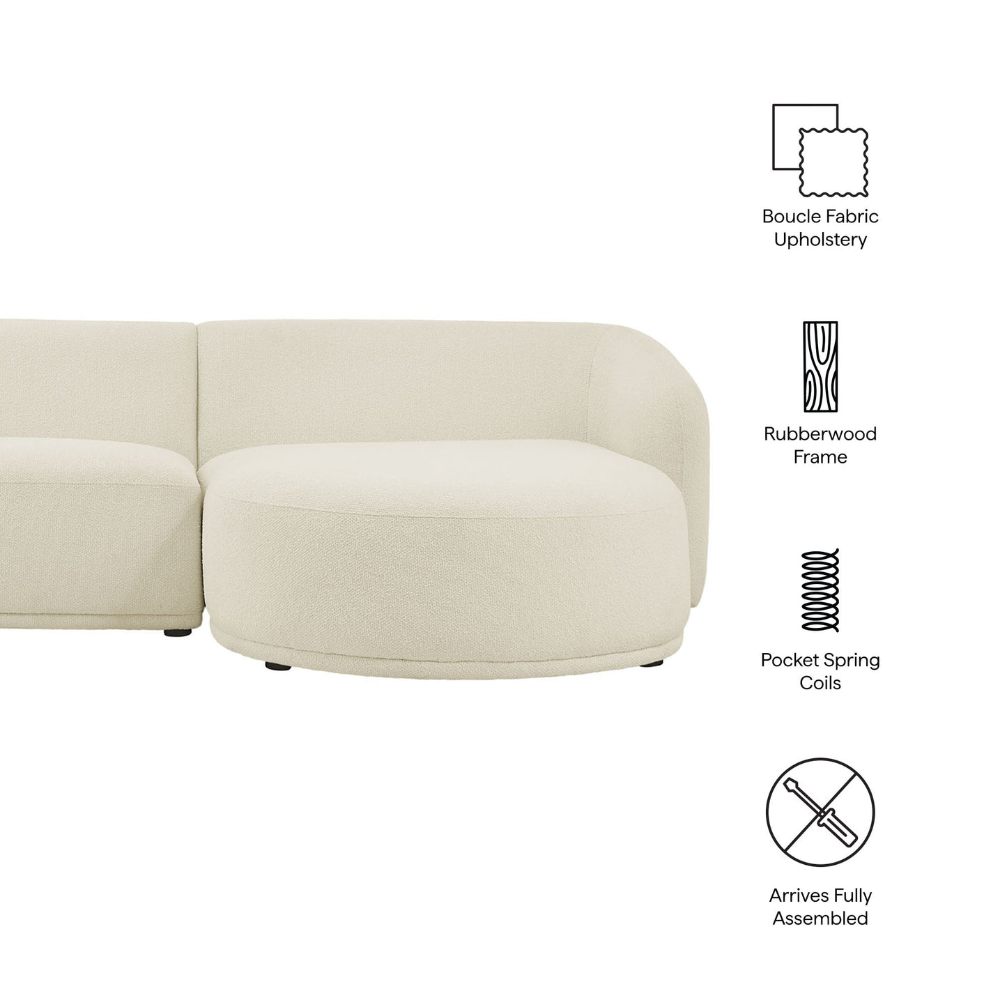 Monica 2 Piece Right Facing Boucle Fabric Modular Sofa with Chaise by Modway EEI-7503