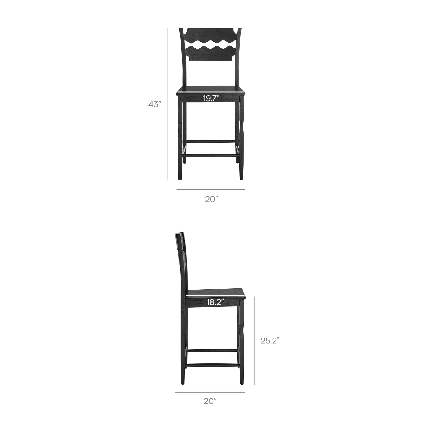 Jax Oak Wood Counter Stool With Wavy Razor Back by Modway EEI-7505