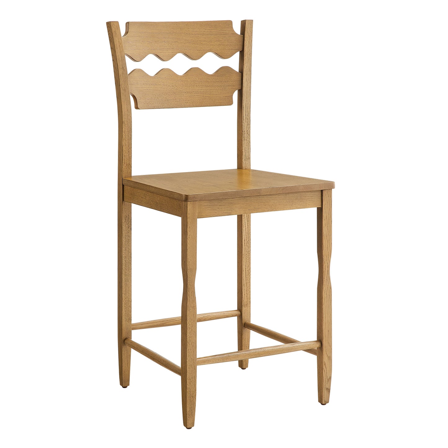 Jax Oak Wood Counter Stool With Wavy Razor Back by Modway EEI-7505