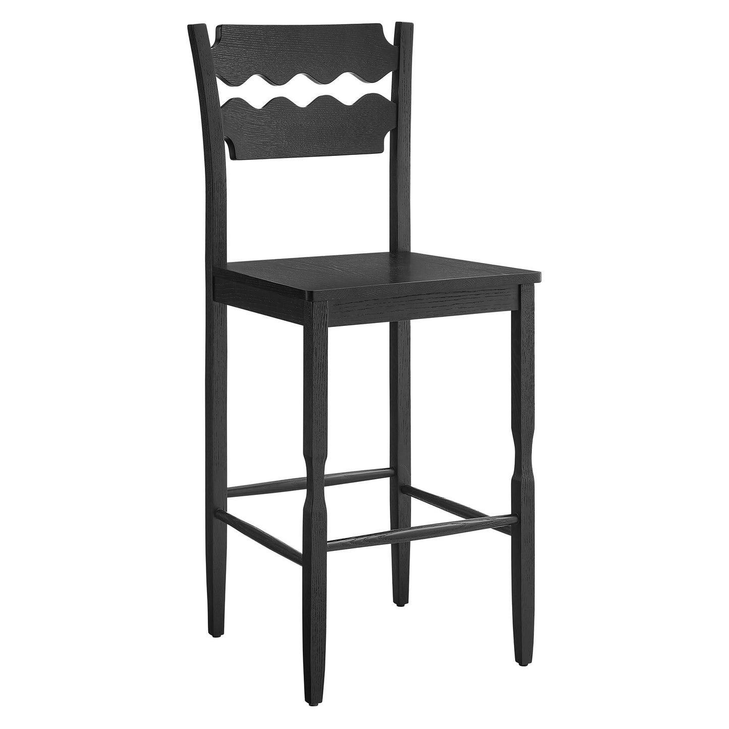 Jax Oak Wood Bar Stool With Wavy Razor Back by Modway EEI-7506
