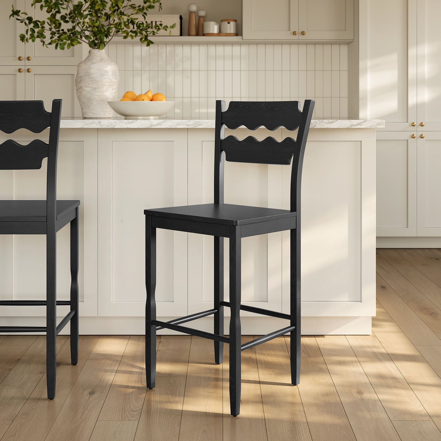 Jax Oak Wood Bar Stool With Wavy Razor Back by Modway EEI-7506