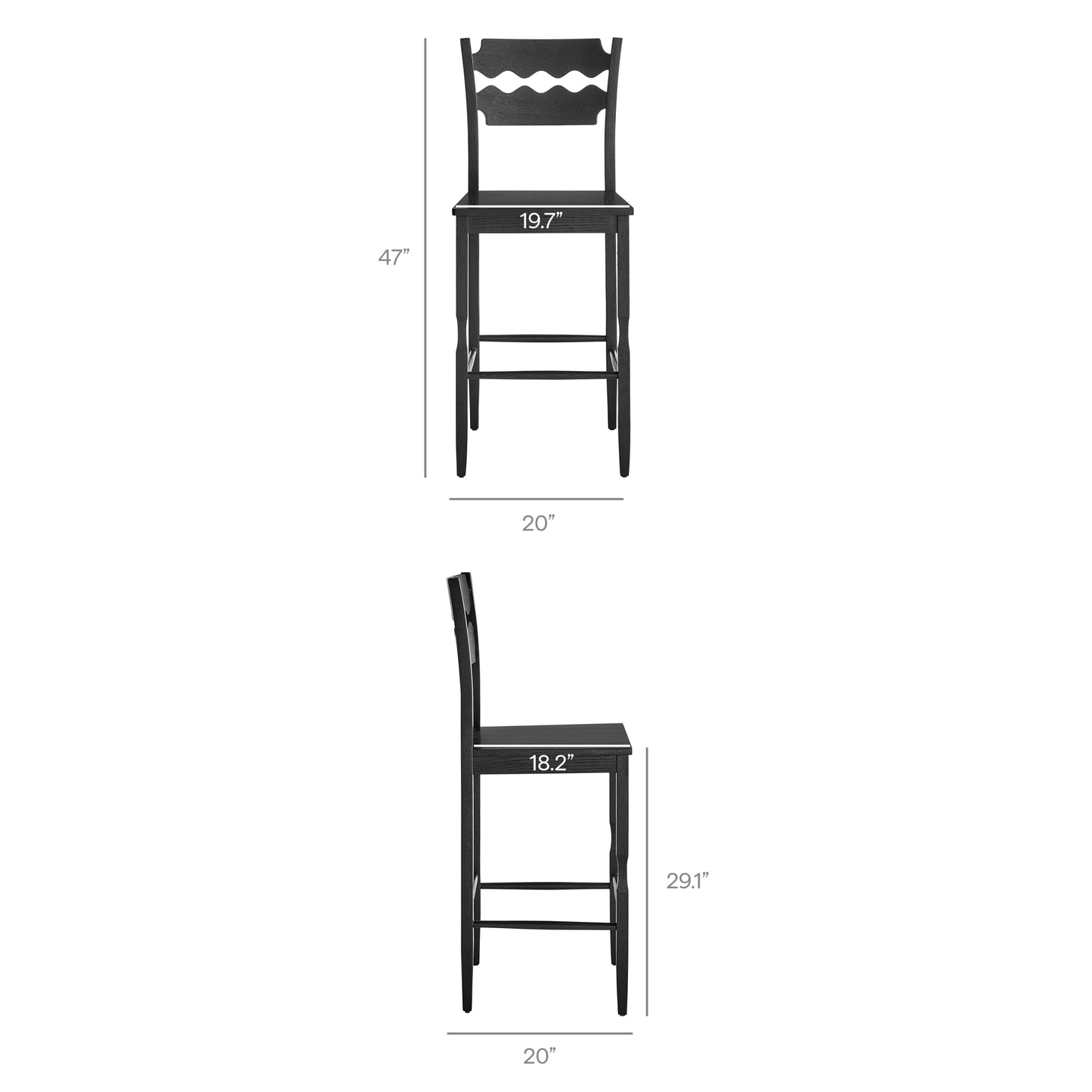 Jax Oak Wood Bar Stool With Wavy Razor Back by Modway EEI-7506