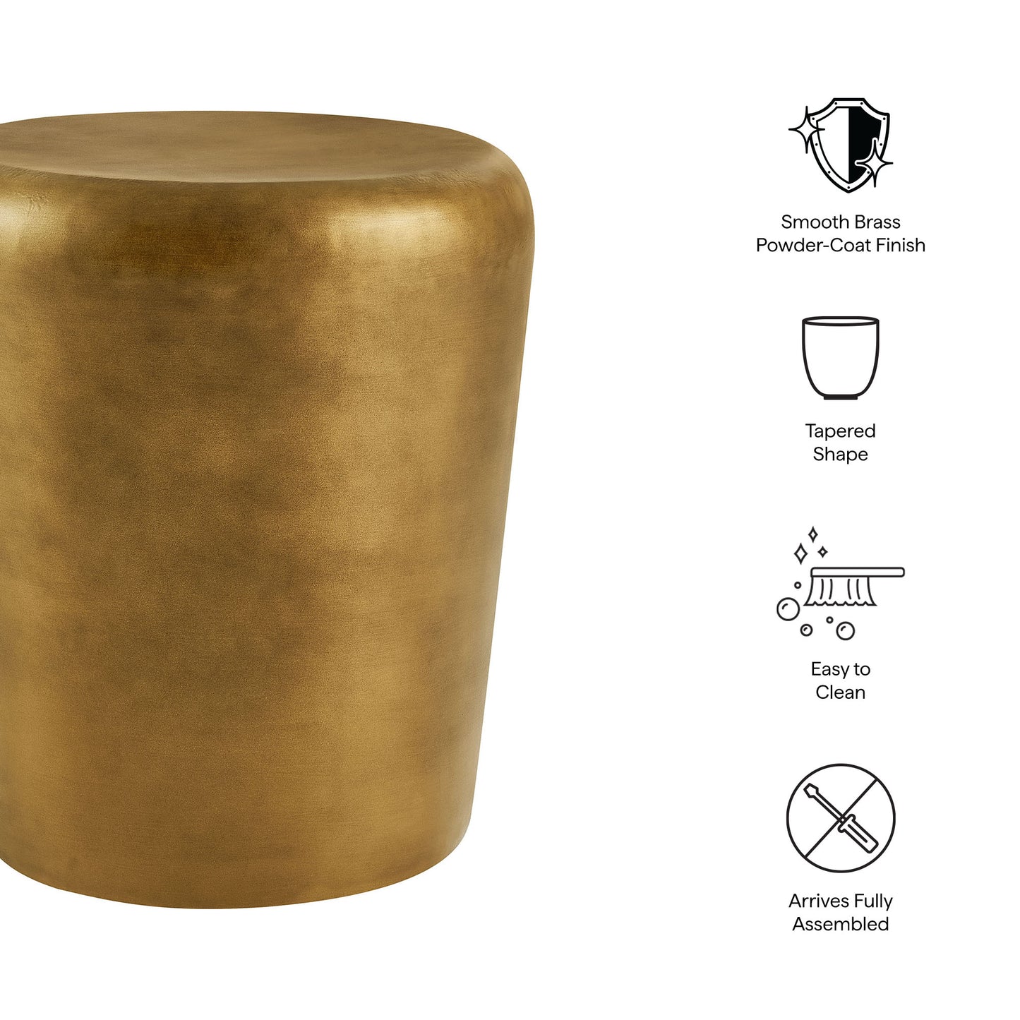 Ingot 16 Inch Brass Finish Round Side Table by Modway EEI-7508