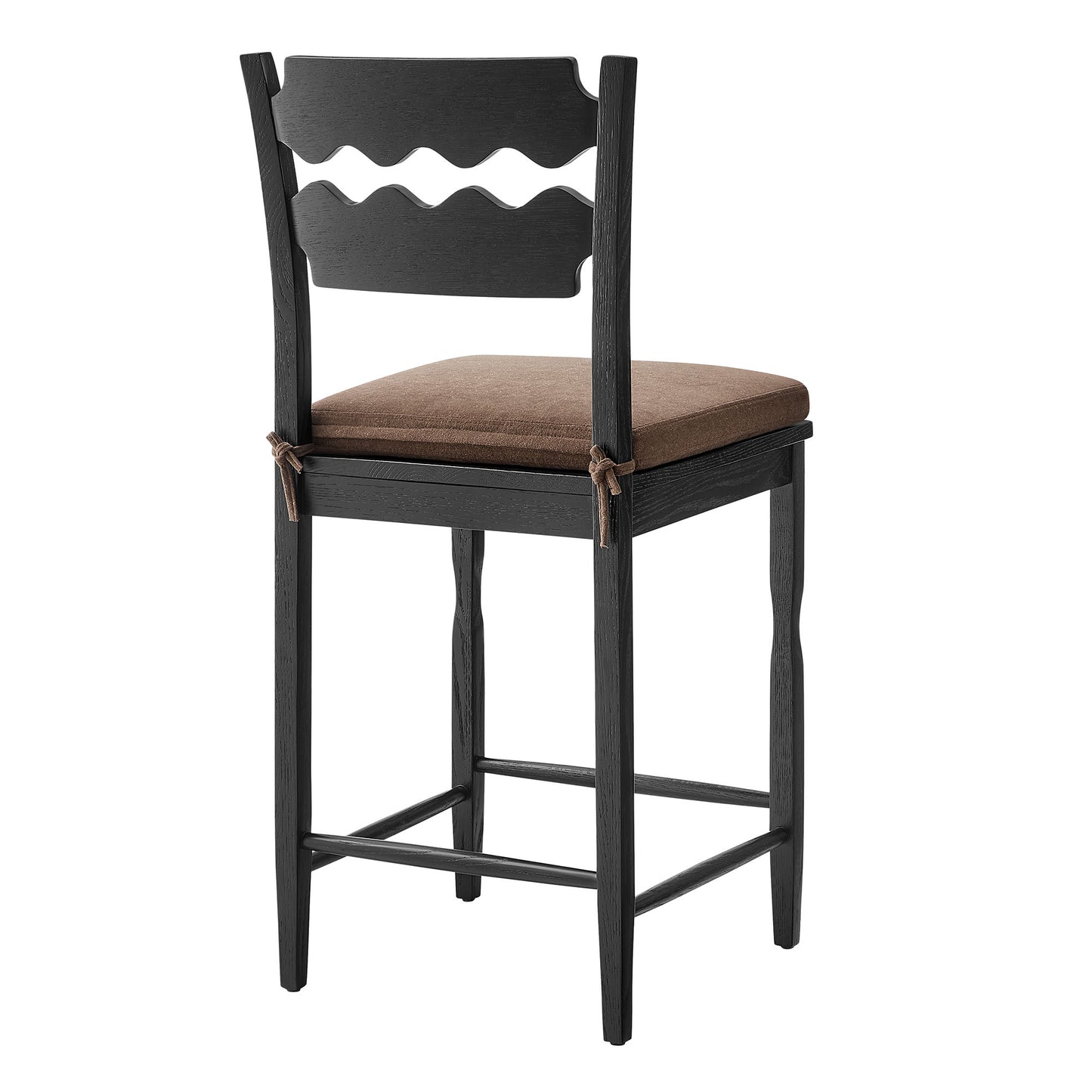 Jax Oak Wood Counter Stool With Wavy Razor Back and Cushion by Modway EEI-7518