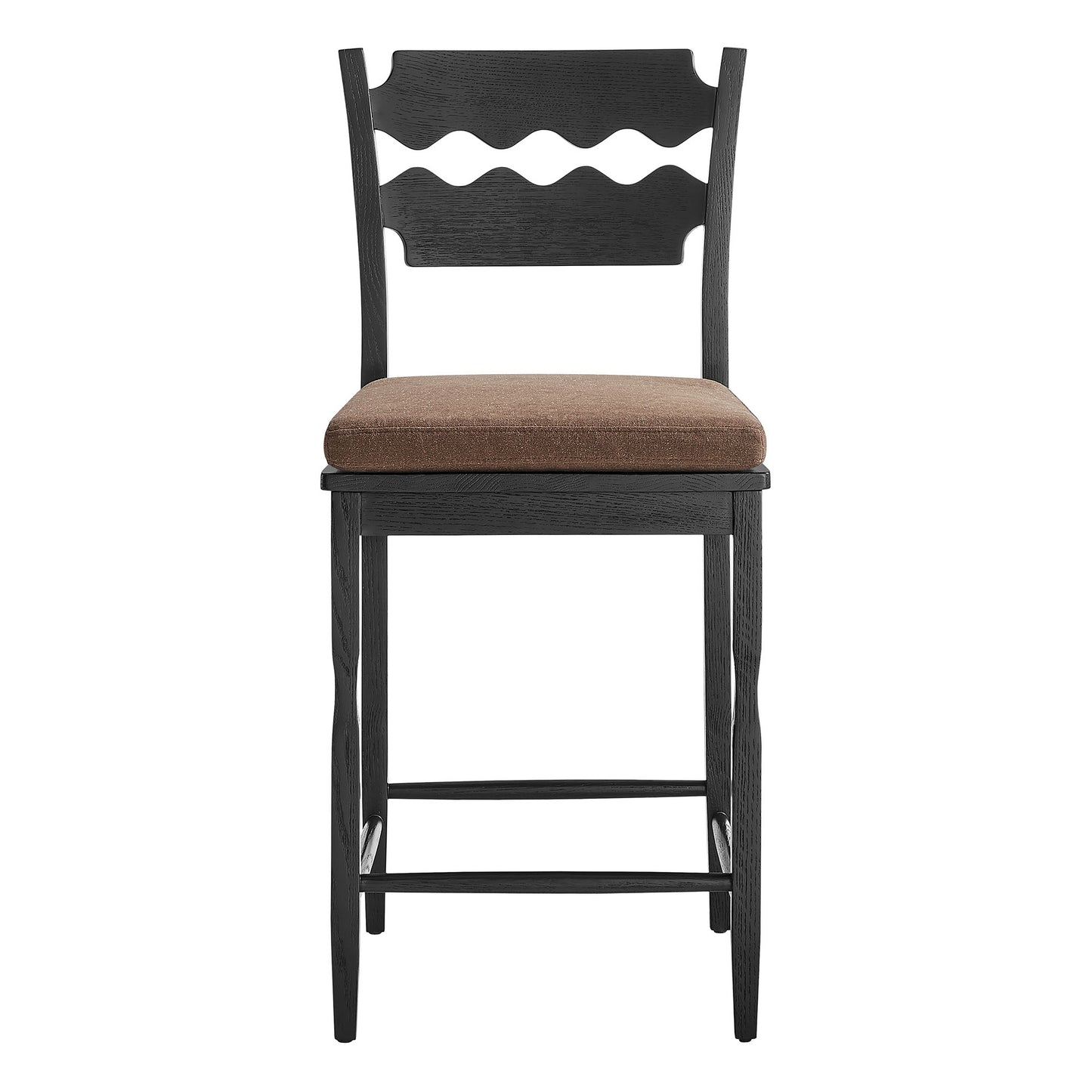 Jax Oak Wood Counter Stool With Wavy Razor Back and Cushion by Modway EEI-7518