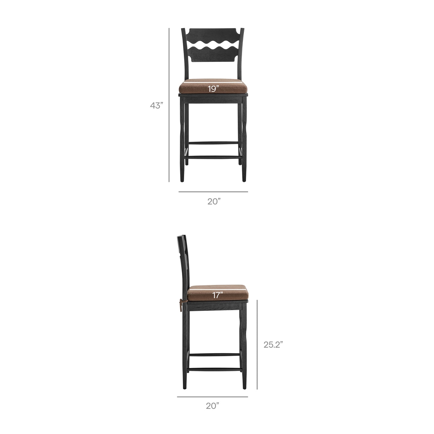 Jax Oak Wood Counter Stool With Wavy Razor Back and Cushion by Modway EEI-7518