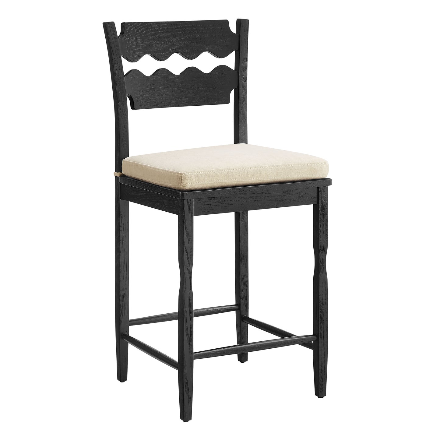 Jax Oak Wood Counter Stool With Wavy Razor Back and Cushion by Modway EEI-7518