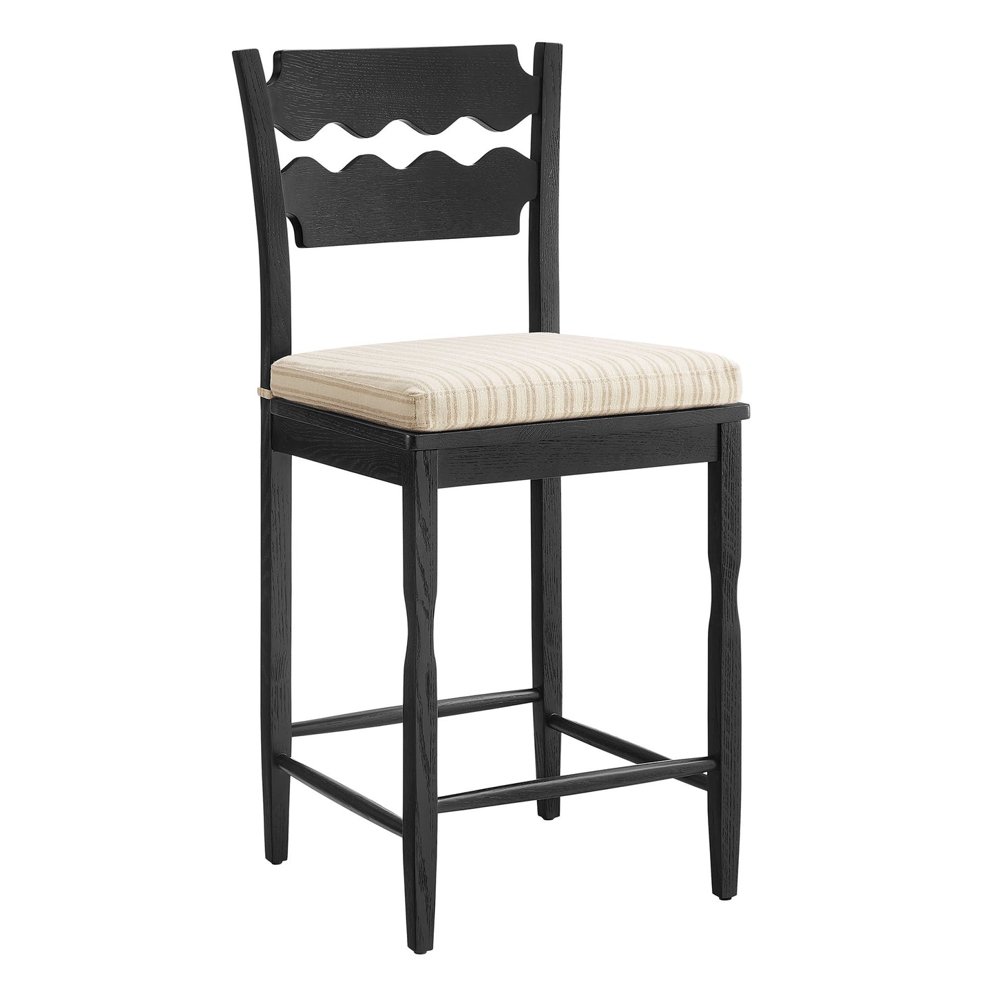 Jax Oak Wood Counter Stool With Wavy Razor Back and Cushion by Modway EEI-7518