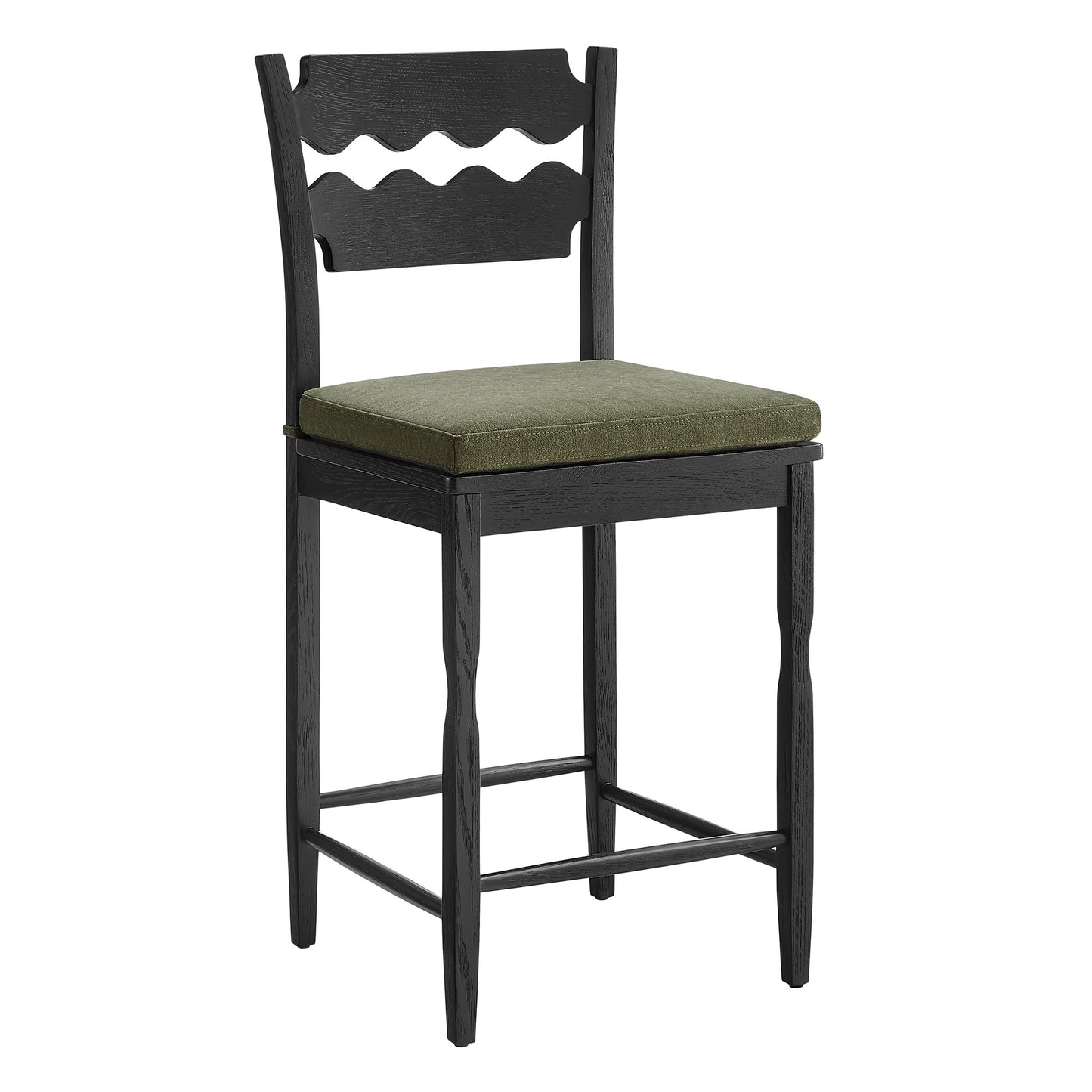 Jax Oak Wood Counter Stool With Wavy Razor Back and Cushion by Modway EEI-7518