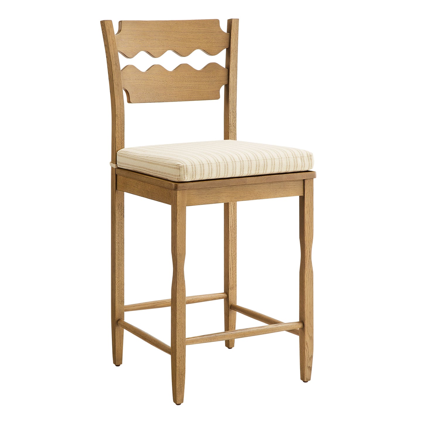 Jax Oak Wood Counter Stool With Wavy Razor Back and Cushion by Modway EEI-7518