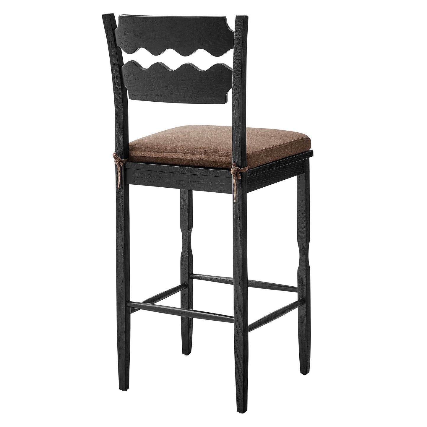 Jax Oak Wood Bar Stool With Wavy Razor Back and Cushion by Modway EEI-7519