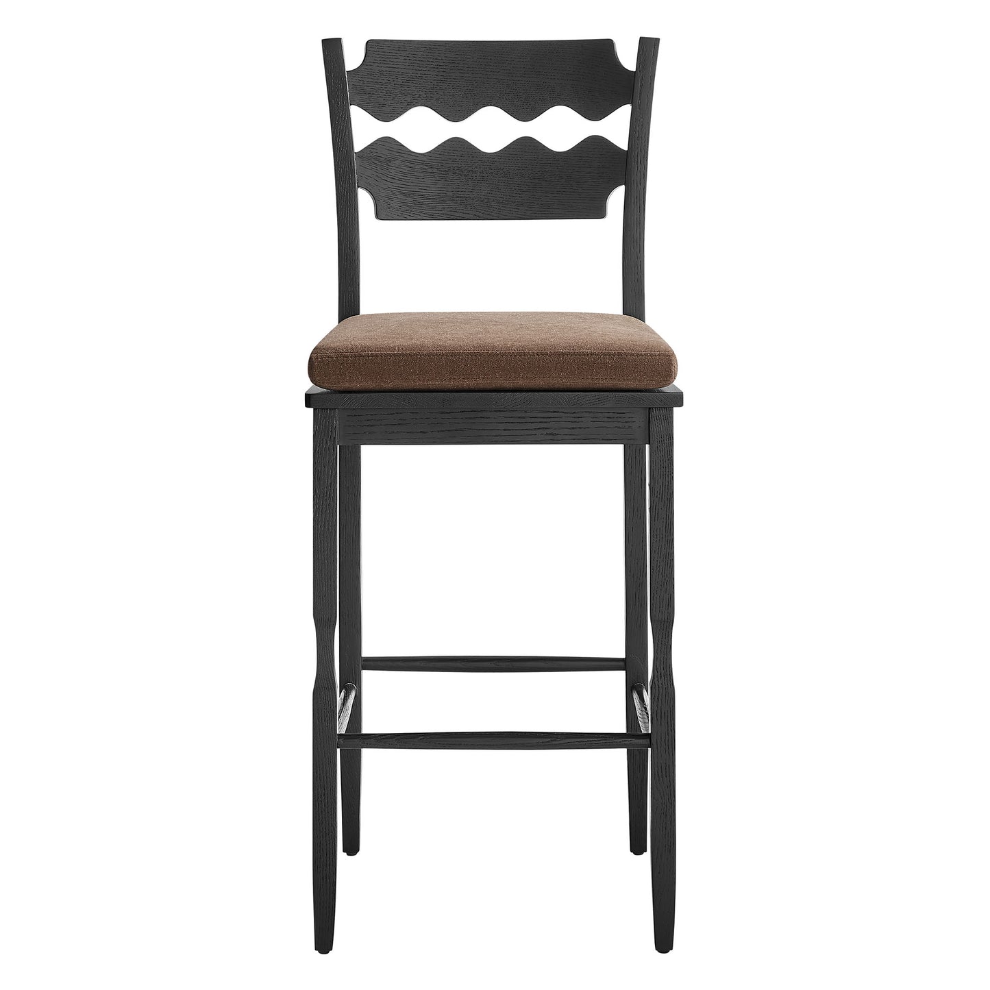 Jax Oak Wood Bar Stool With Wavy Razor Back and Cushion by Modway EEI-7519