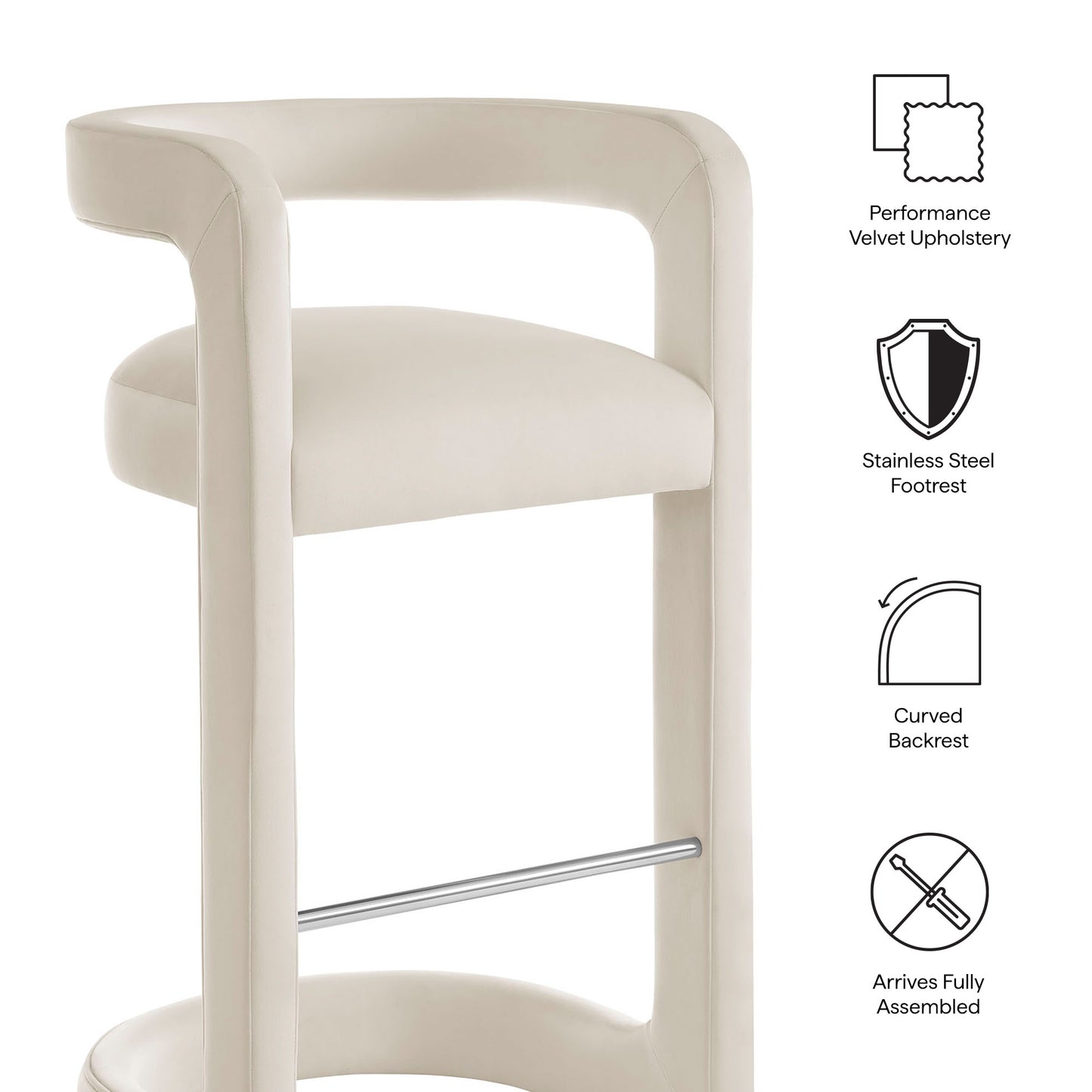 Winslow Performance Velvet Bar Stool Set of 2 by Modway EEI-7521