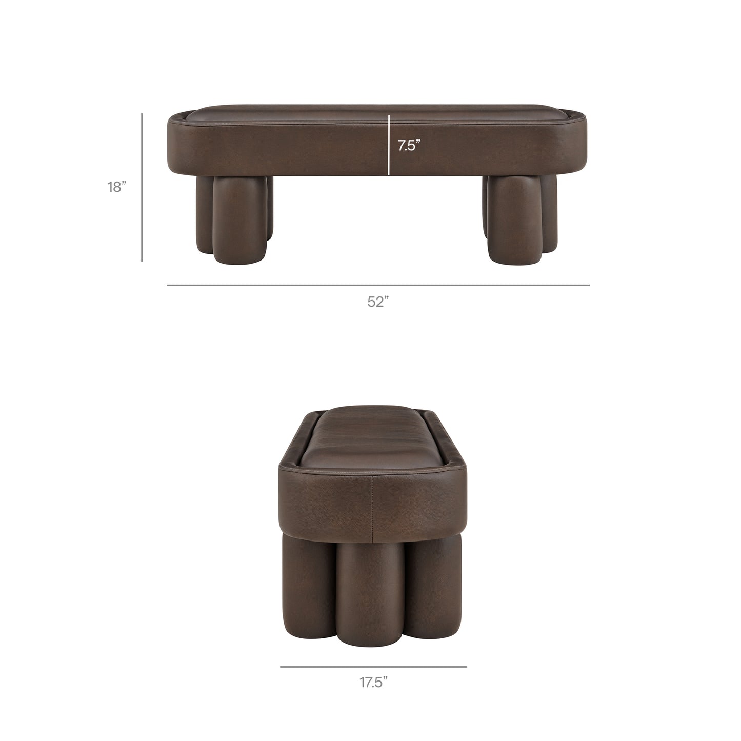 Mossi 52-Inch Oval Vegan Leather Bench by Modway EEI-7532