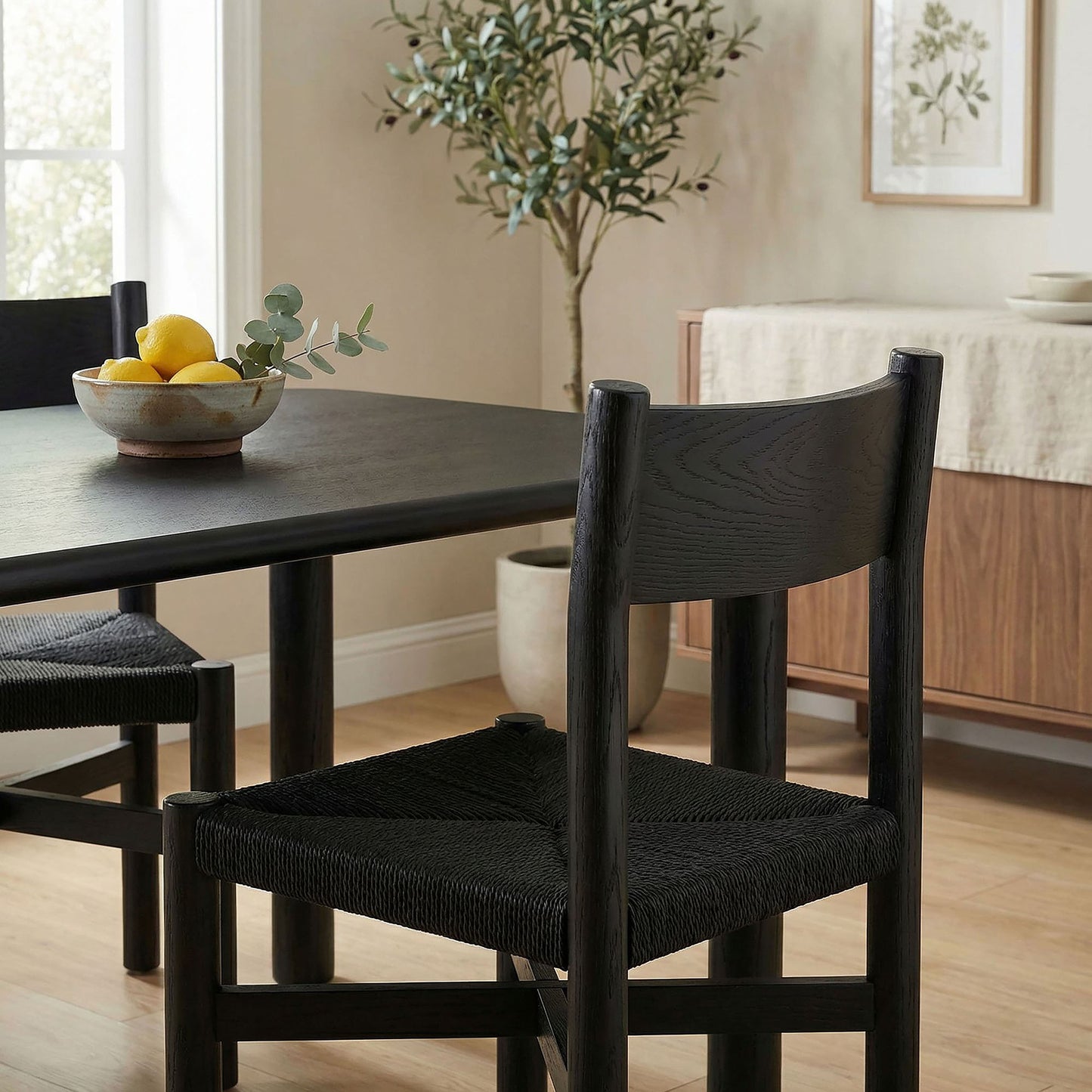 Alvia Oak Wood Dining Side Chair With Woven Seat by Modway EEI-7541