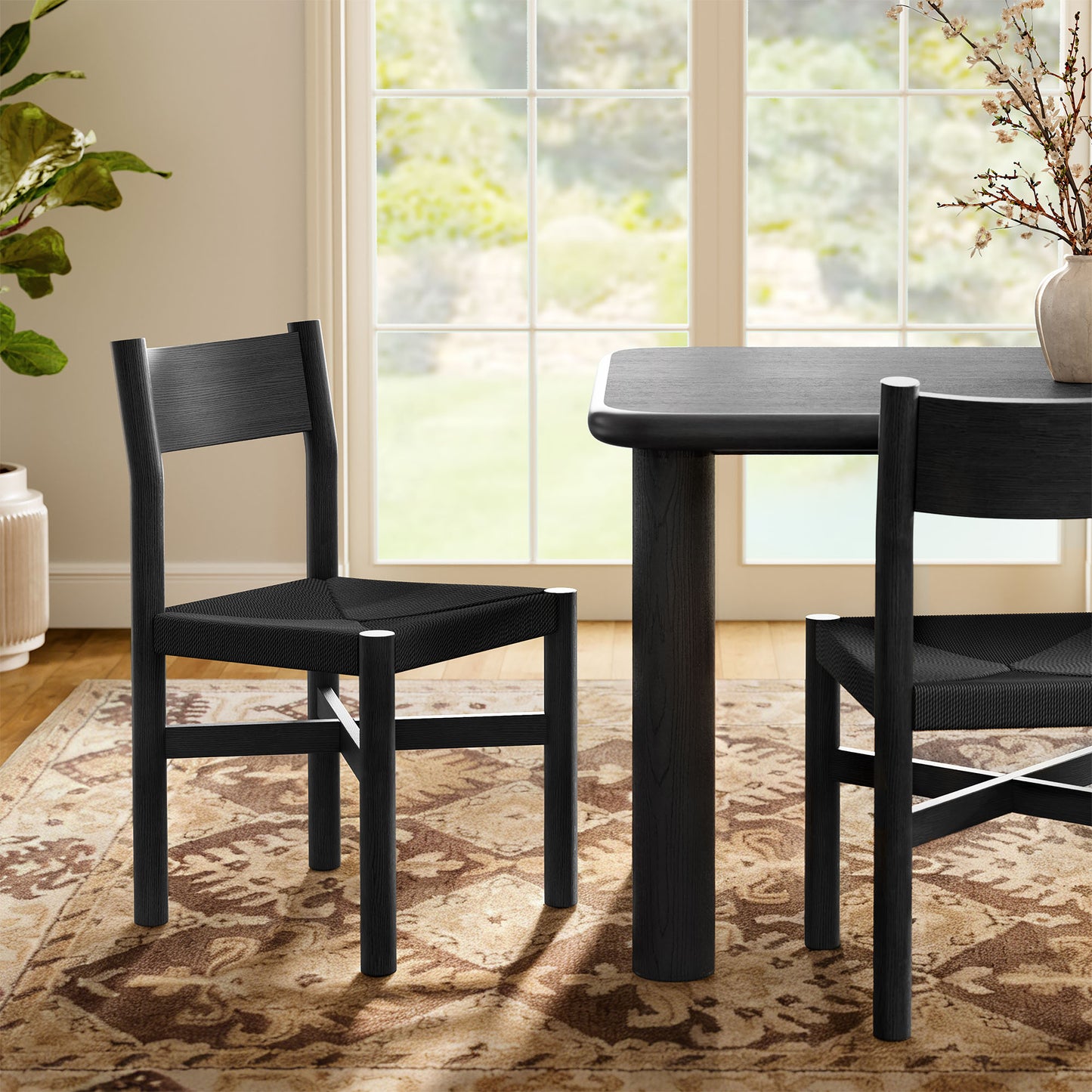 Alvia Oak Wood Dining Side Chair With Woven Seat by Modway EEI-7541