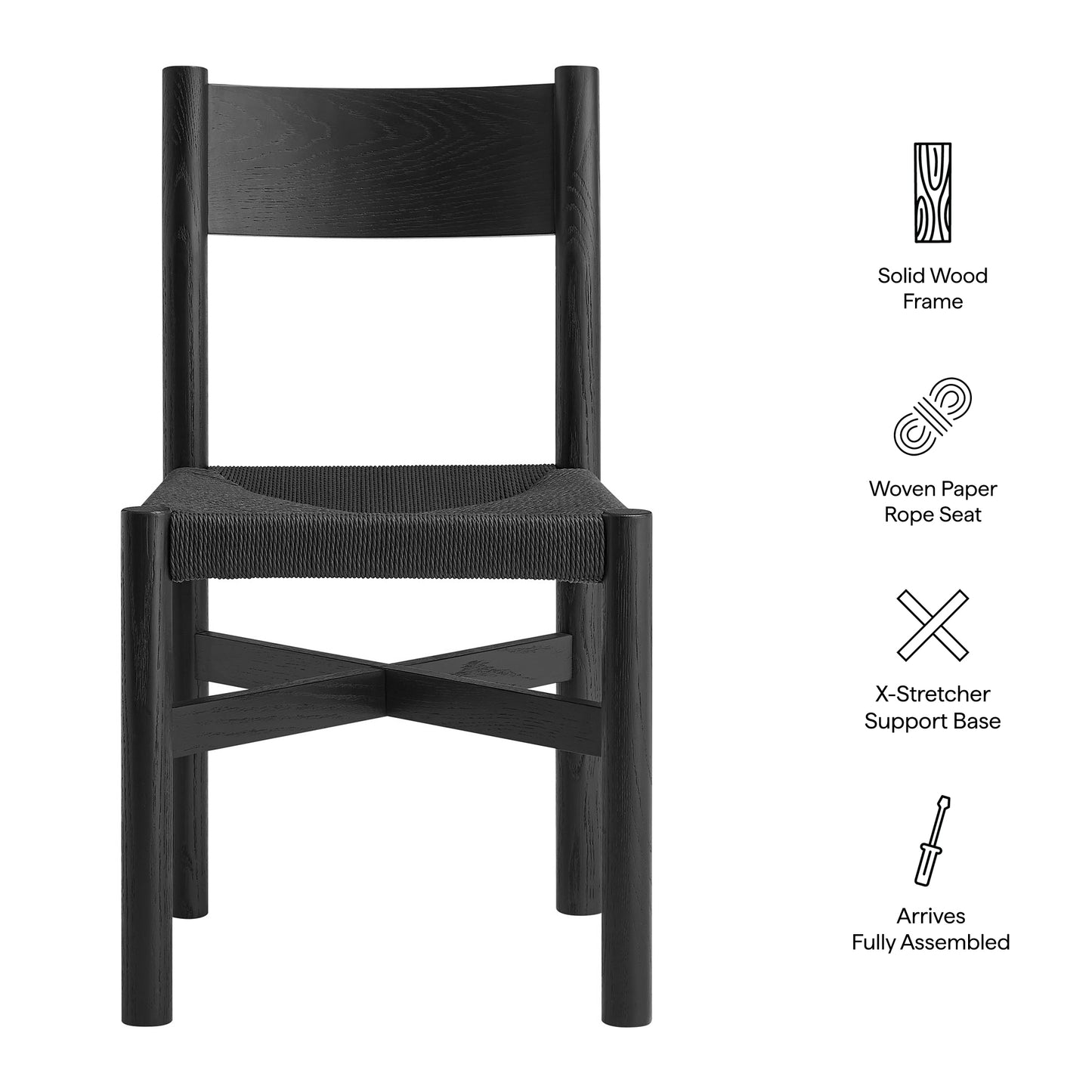 Alvia Oak Wood Dining Side Chair With Woven Seat by Modway EEI-7541