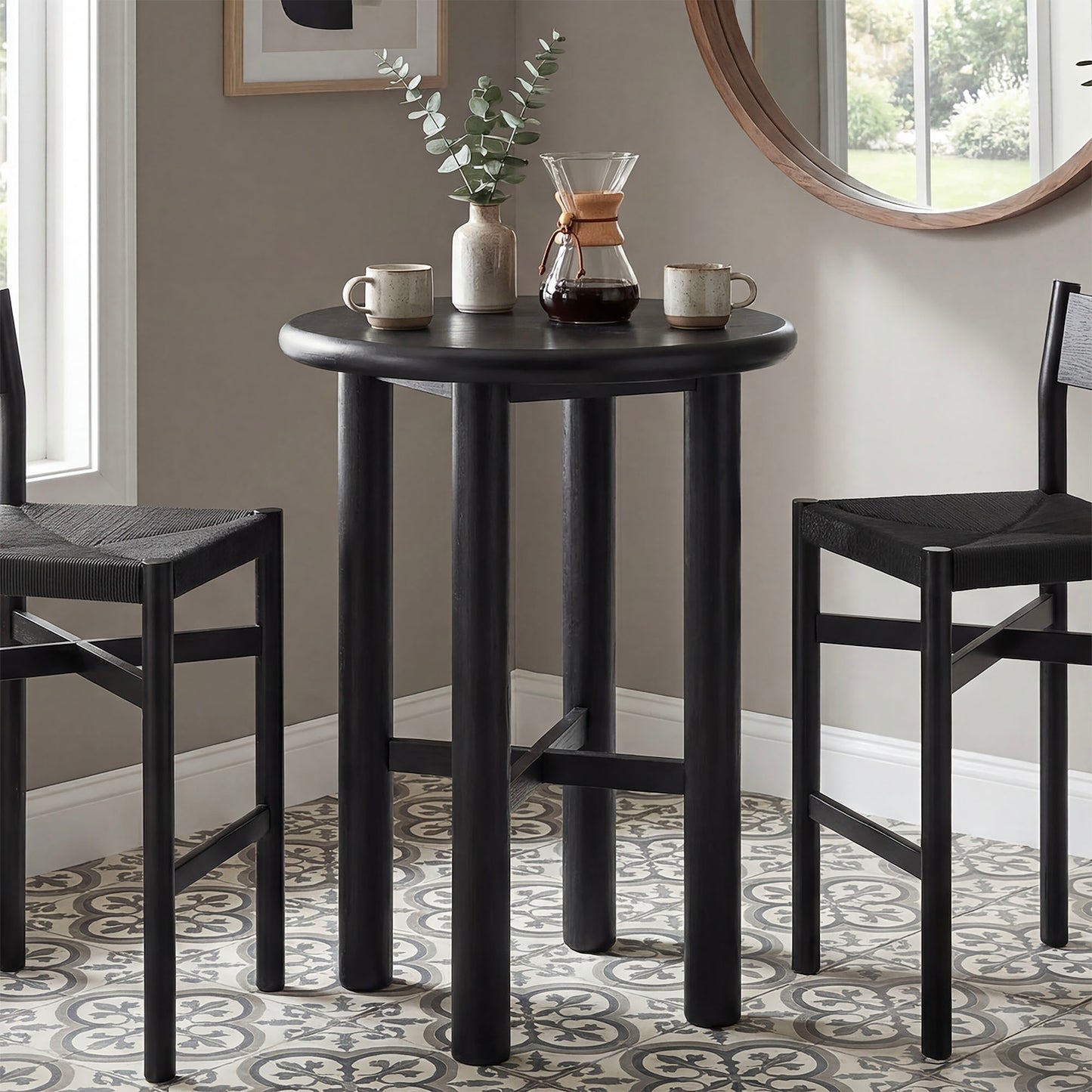 Alvia Round 30" Oak Wood Bar Table by Modway EEI-7545