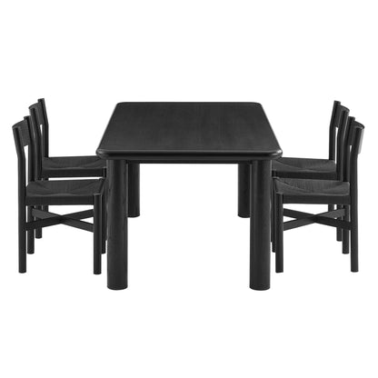 Alvia 5-Piece Oak Wood Dining Table and Chairs Set by Modway EEI-7551