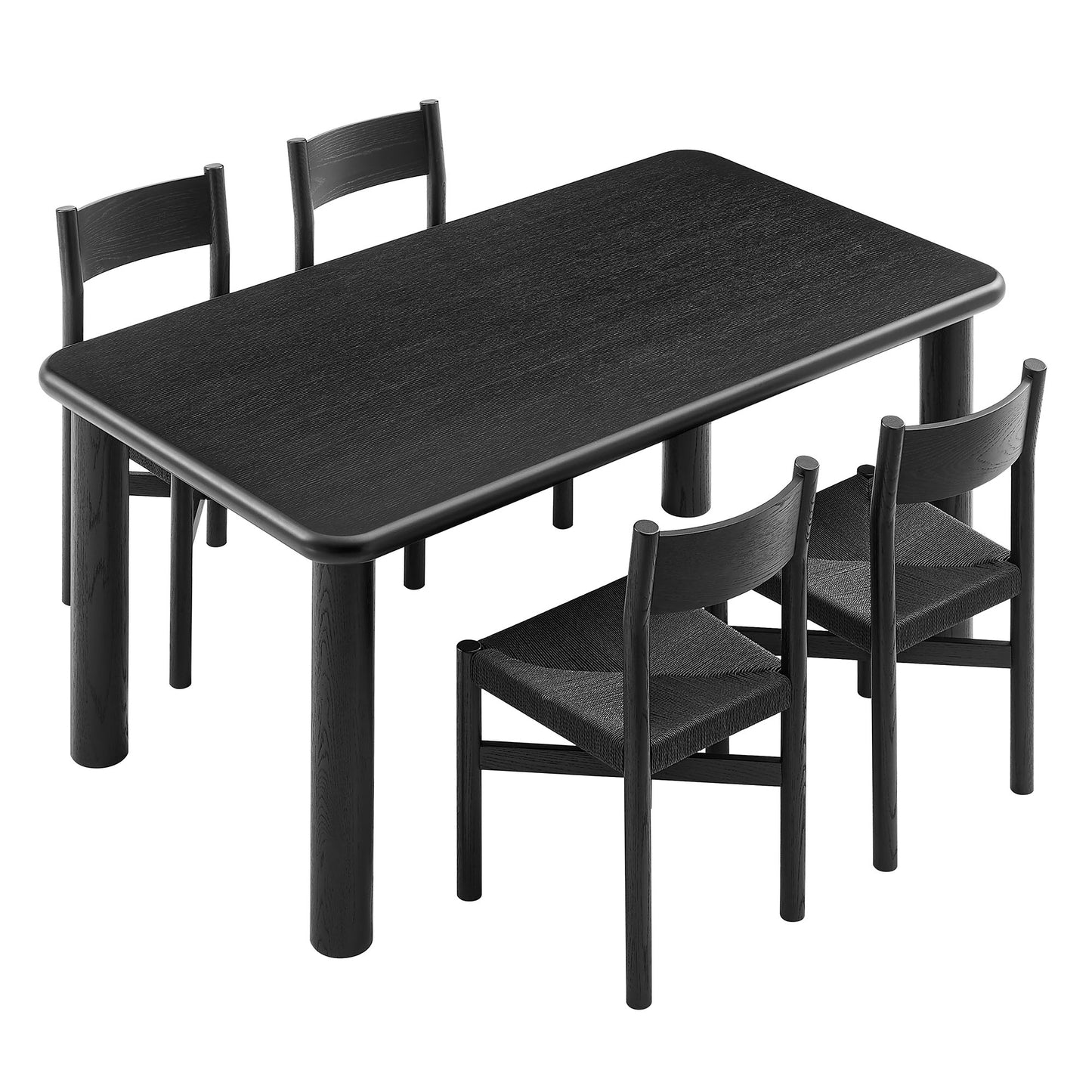Alvia 5-Piece Oak Wood Dining Table and Chairs Set by Modway EEI-7551