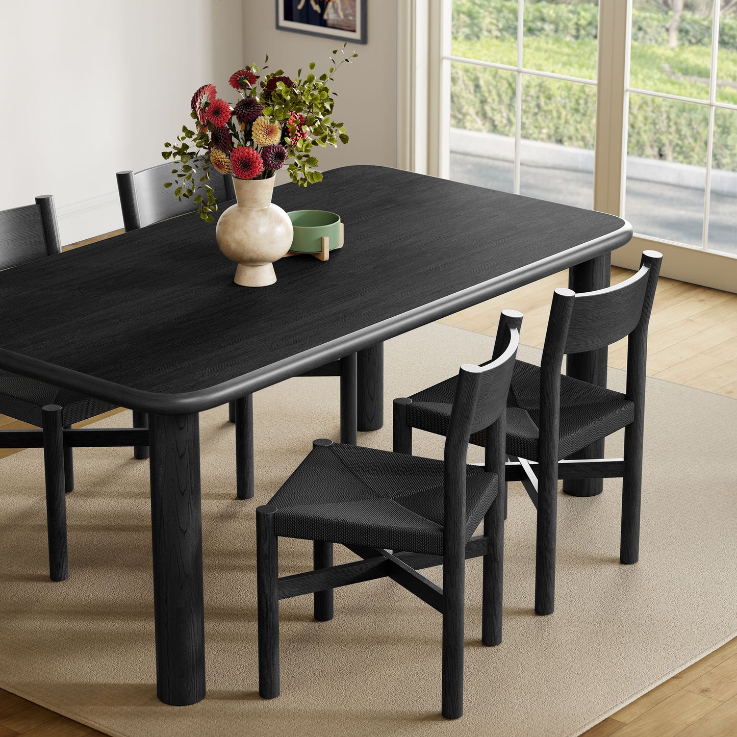 Alvia 5-Piece Oak Wood Dining Table and Chairs Set by Modway EEI-7551