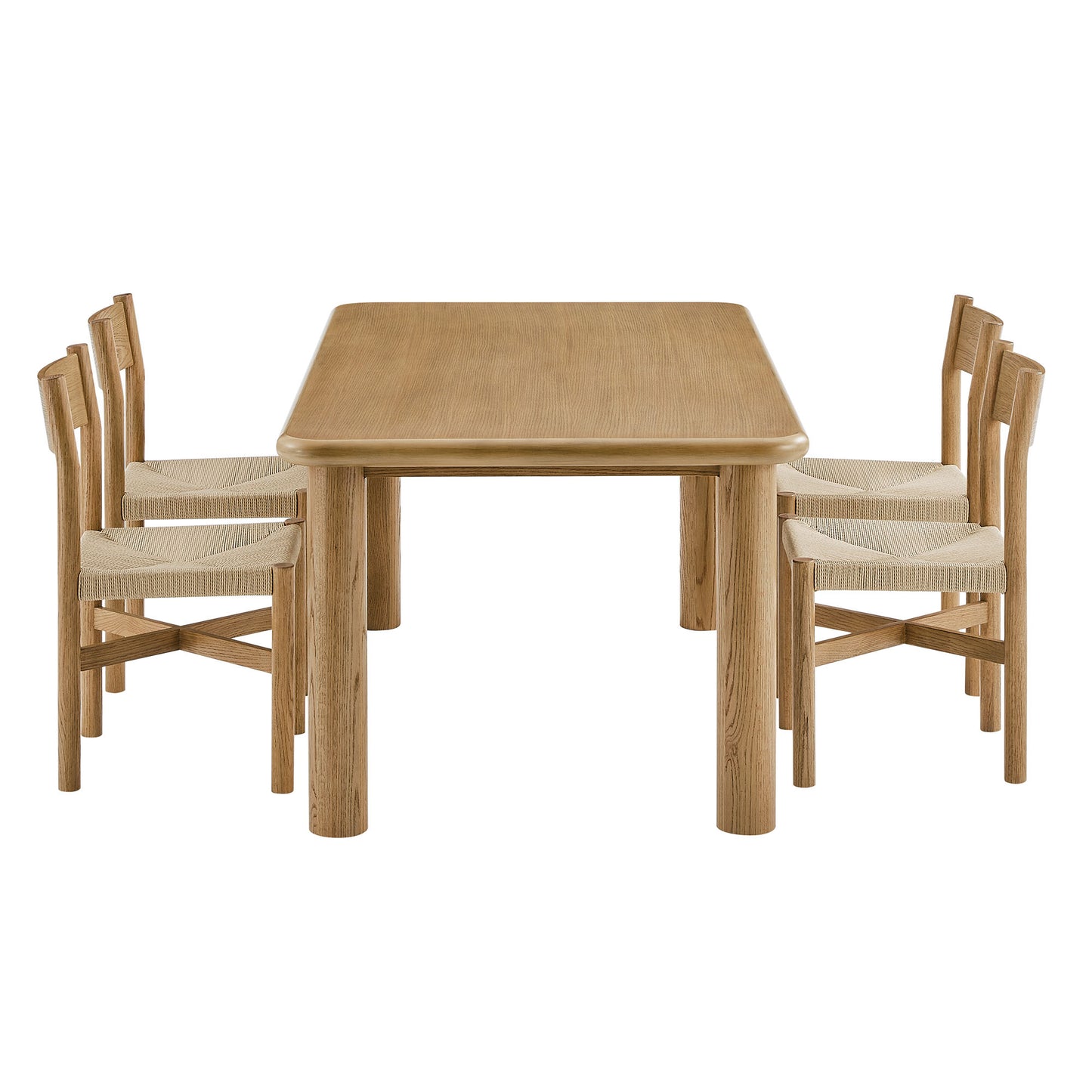 Alvia 5-Piece Oak Wood Dining Table and Chairs Set by Modway EEI-7551