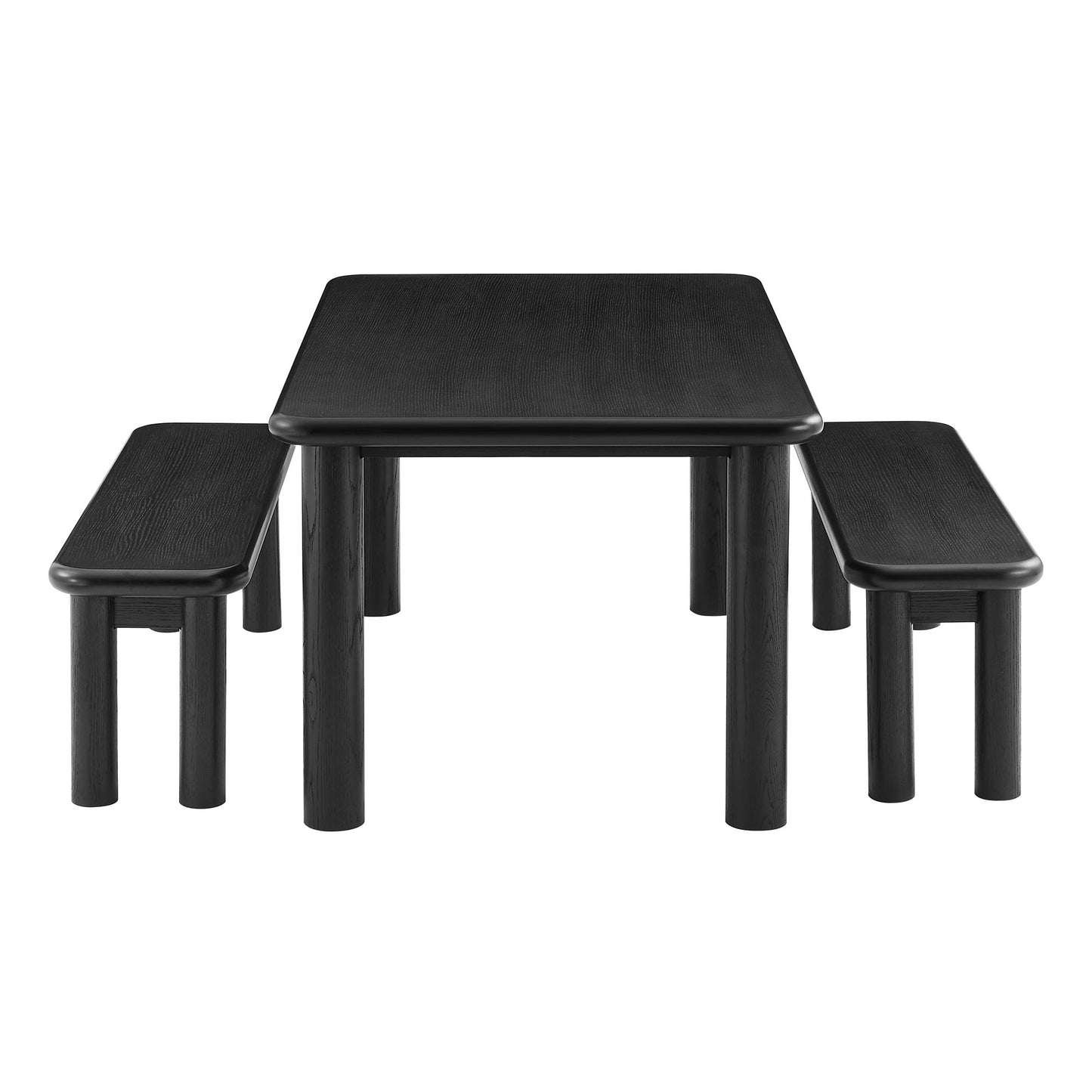 Alvia 3-Piece Oak Wood Dining Table and Benches Set by Modway EEI-7553