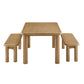 Alvia 3-Piece Oak Wood Dining Table and Benches Set by Modway EEI-7553