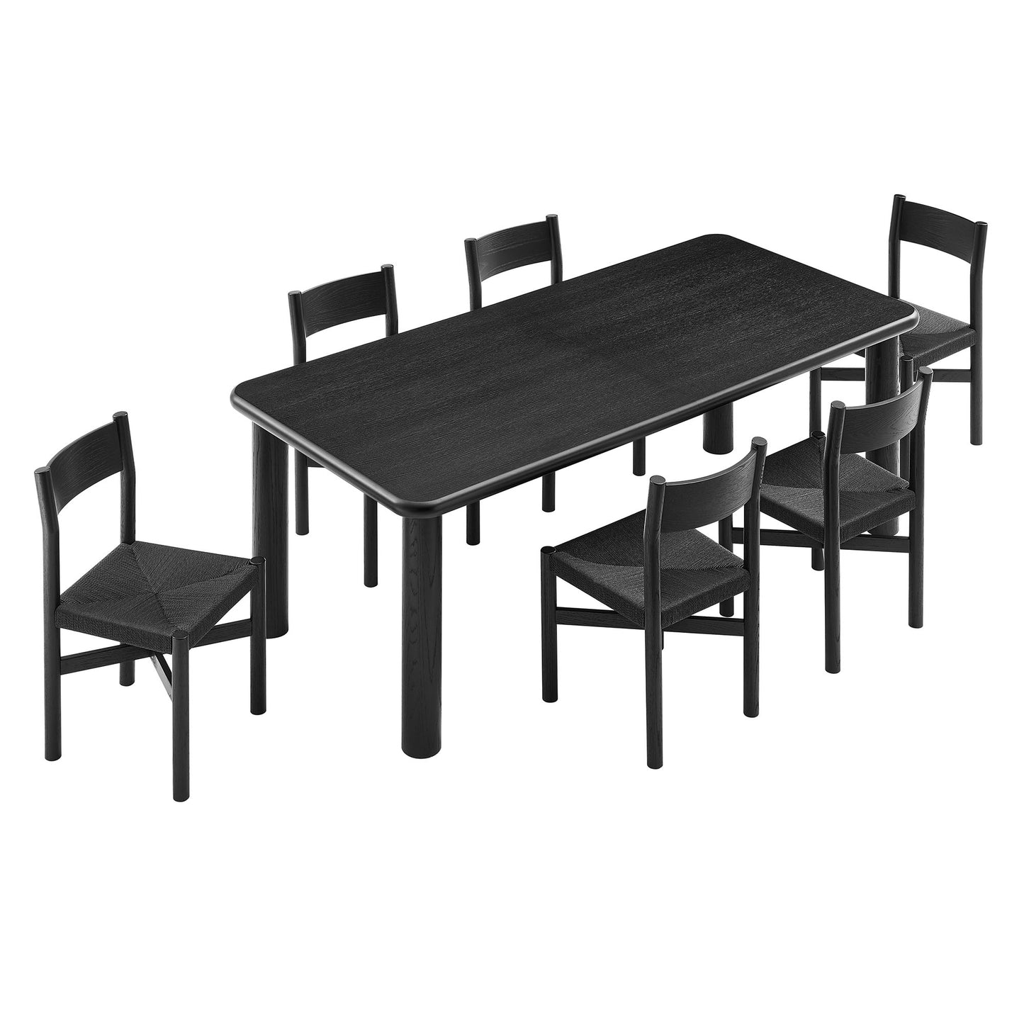 Alvia 7-Piece Oak Wood Extendable Dining Table and Chairs Set by Modway EEI-7554