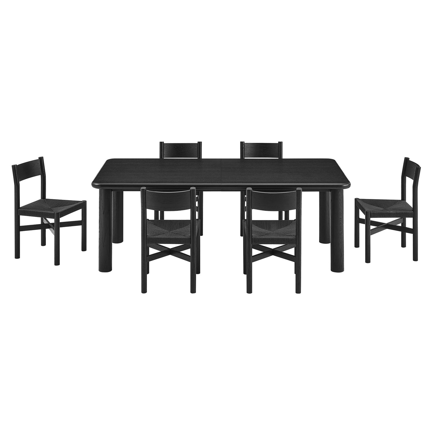 Alvia 7-Piece Oak Wood Extendable Dining Table and Chairs Set by Modway EEI-7554